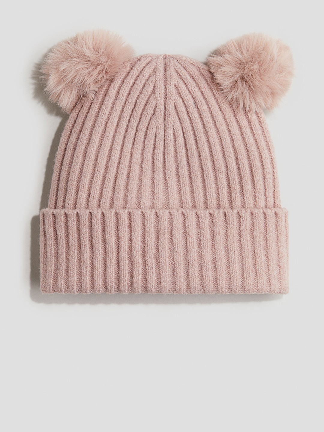 

H&M Girls Rib-Knit Pompom Beanie, Peach