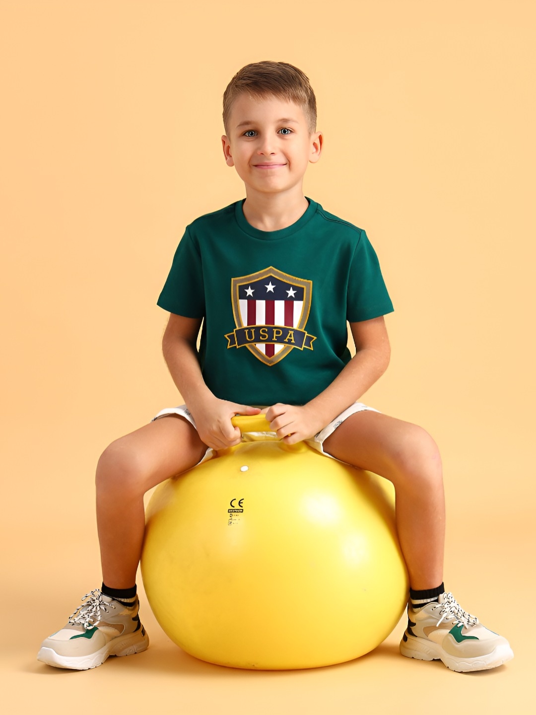 

U.S. Polo Assn. Kids Boys Typography Printed Round Neck Cotton T-shirt, Green
