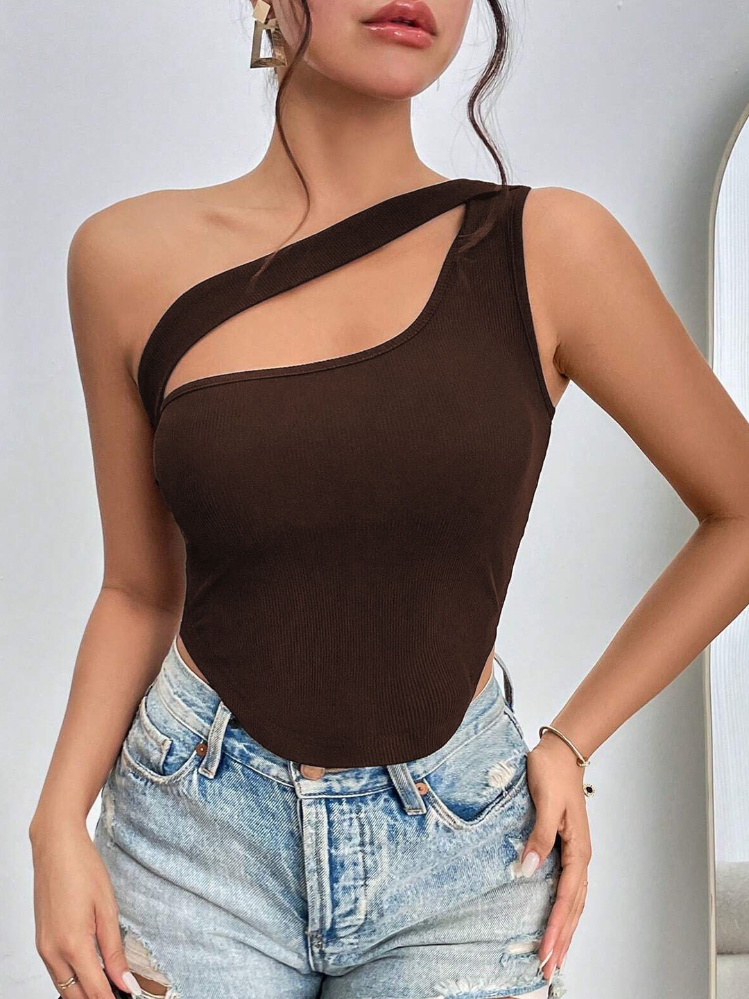 

HERE&NOW Styled Back Top, Brown