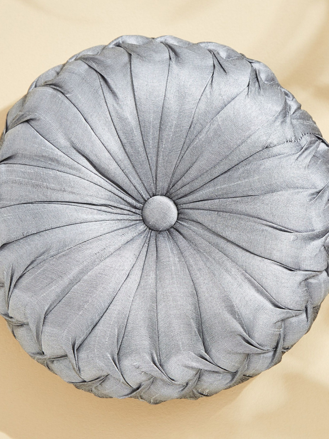 

Home Centre Crumpled Filled Round Cushion, Silver