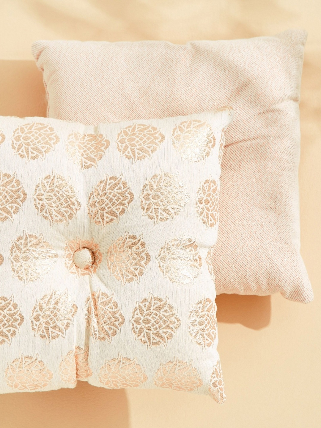 

Home Centre 2Pcs White Pre-Filled Cushions, Gold