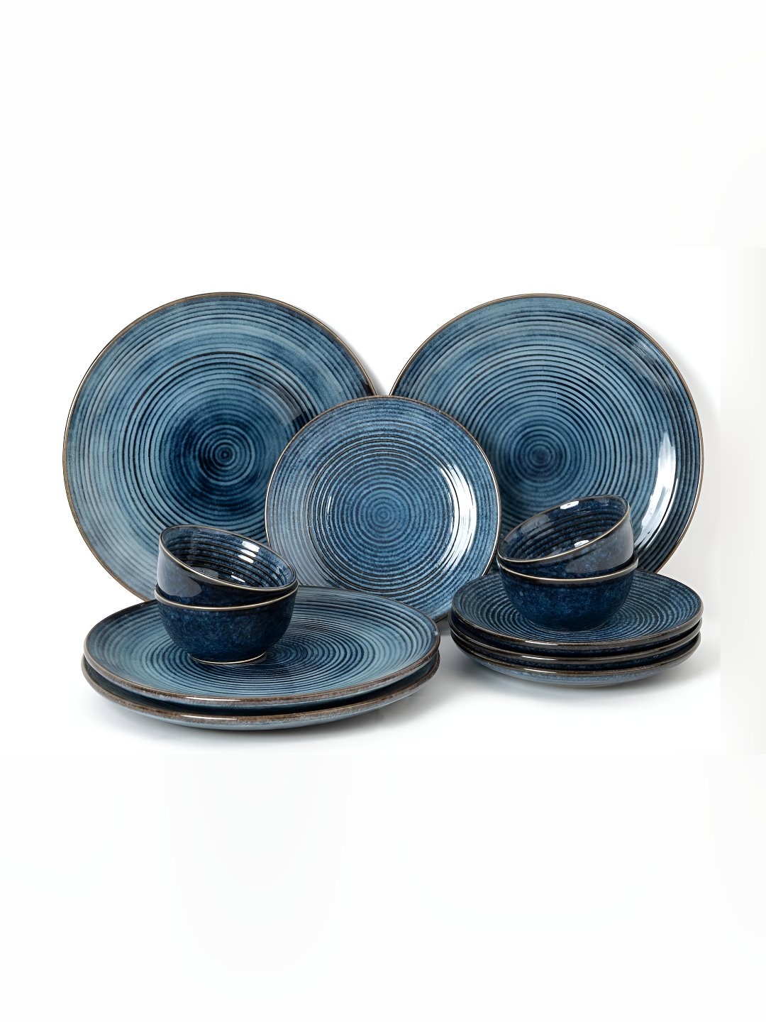 

BODHI HOUSE Blue 12 Pieces Porcelain Dishwasher and Microwave Safe Dinner Set