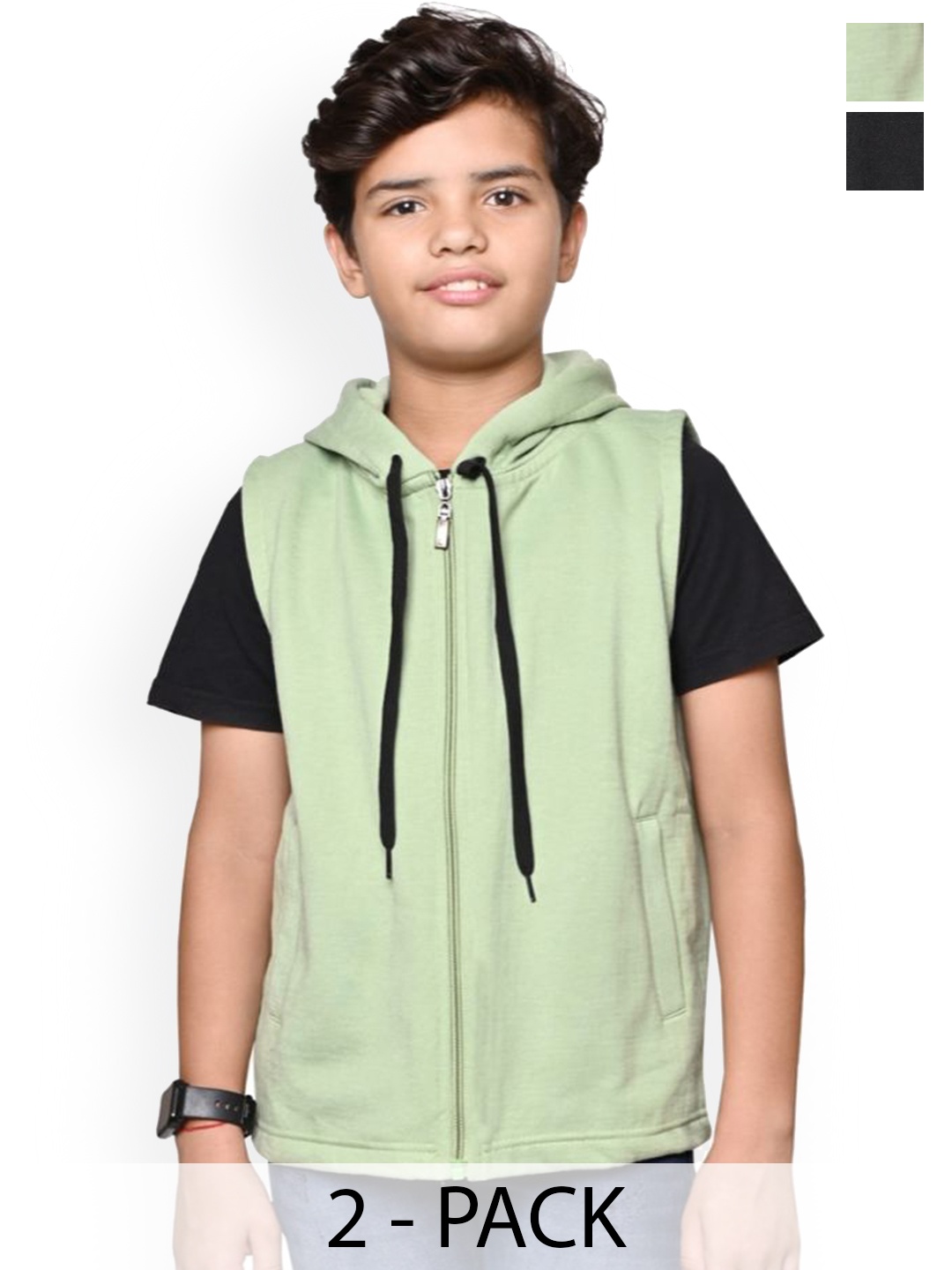 

BAESD Boys Pack Of 2 Hooded Solid Fleece Casual Bomber Jackets, Green