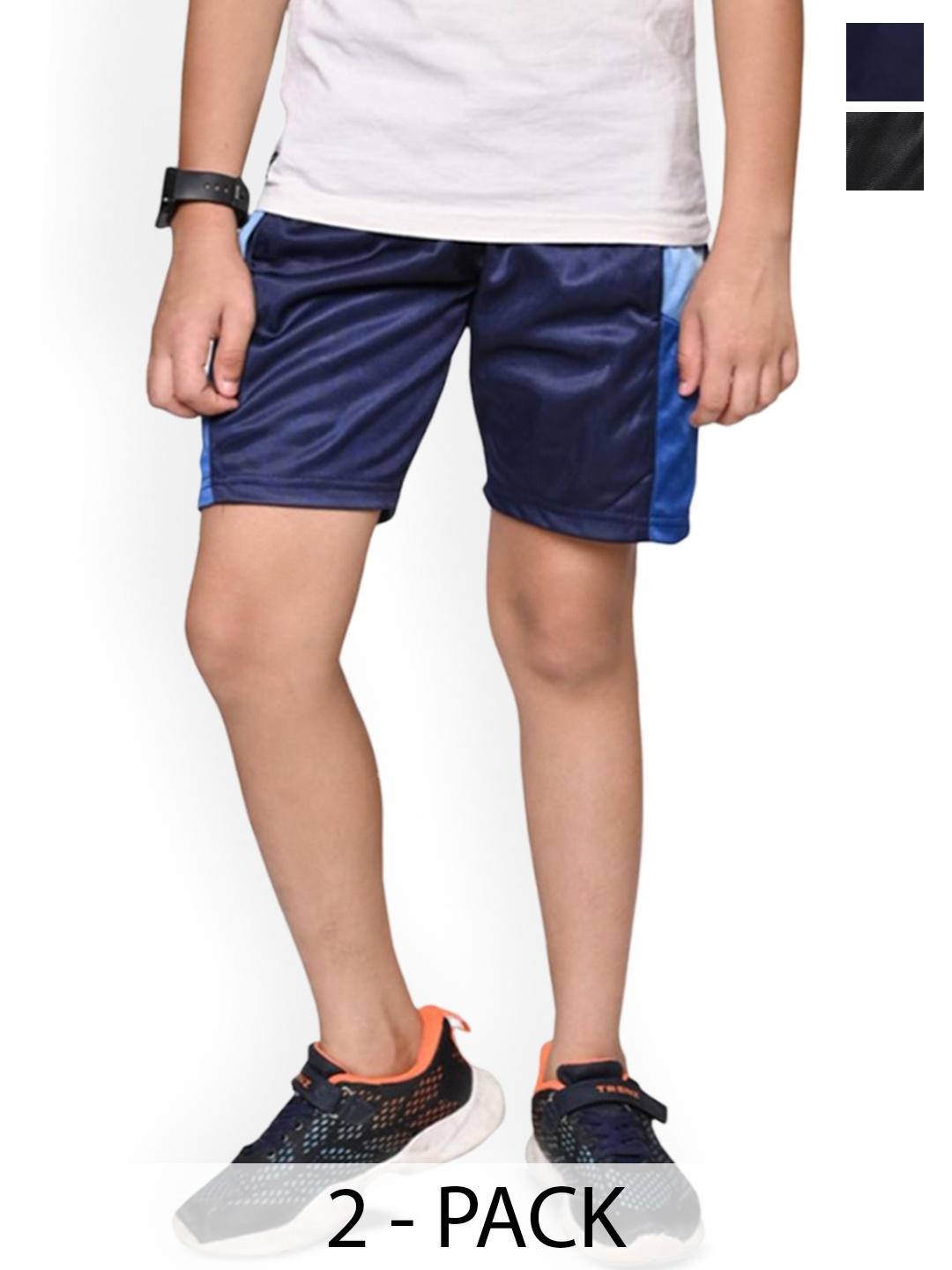 

BAESD Boys Pack Of 2 High-Rise Above Knee Solid Shorts, Blue