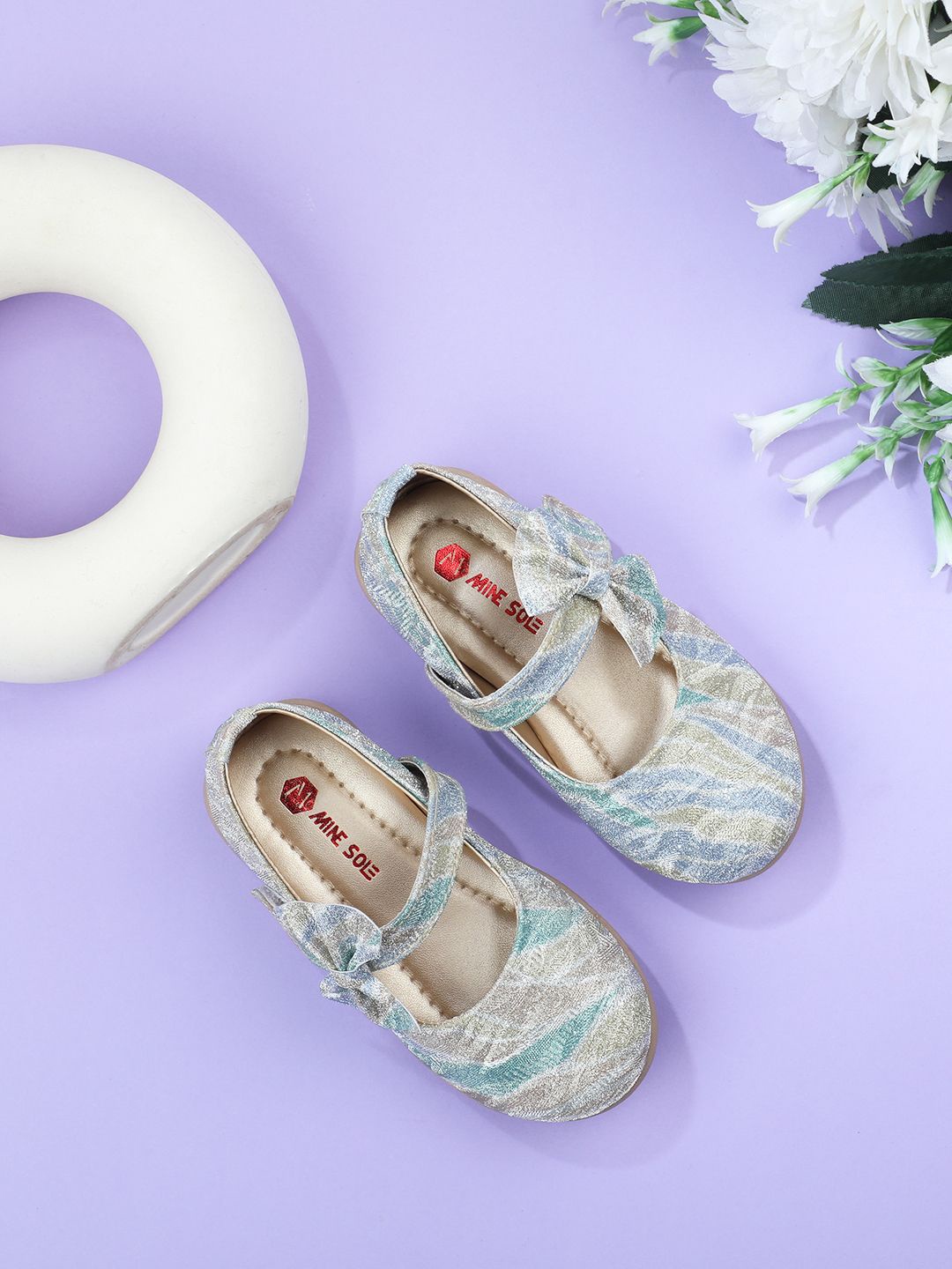 

Minesole Girls Printed PU Flatforms, Sea green
