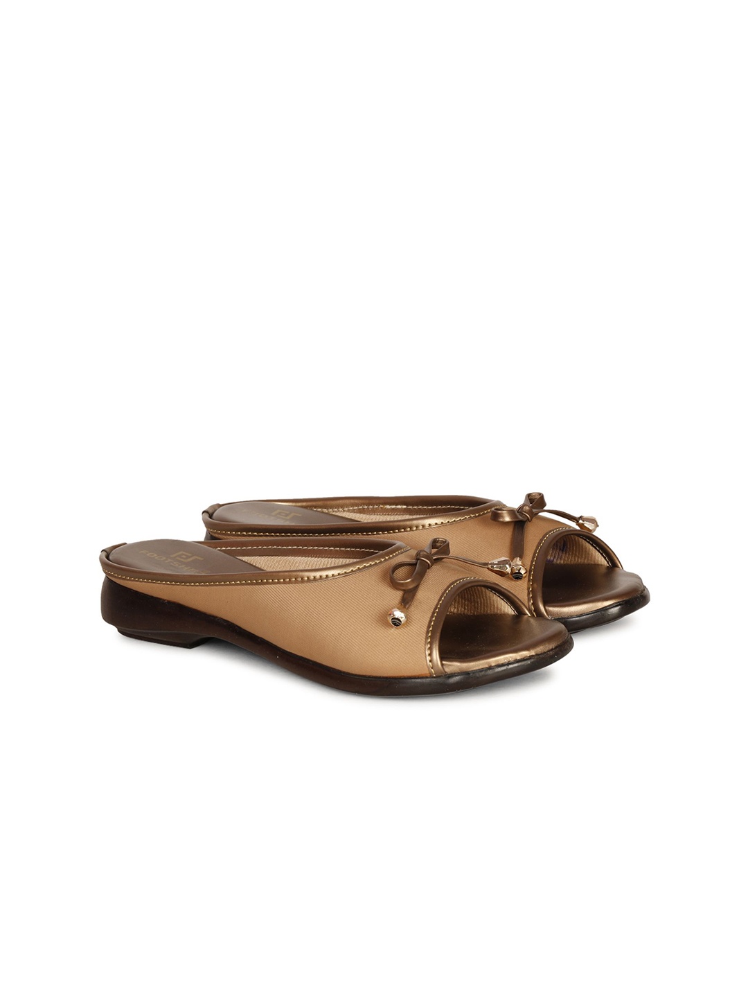 

FOOTSHEZ Flatform Peep Toes with Bows, Copper