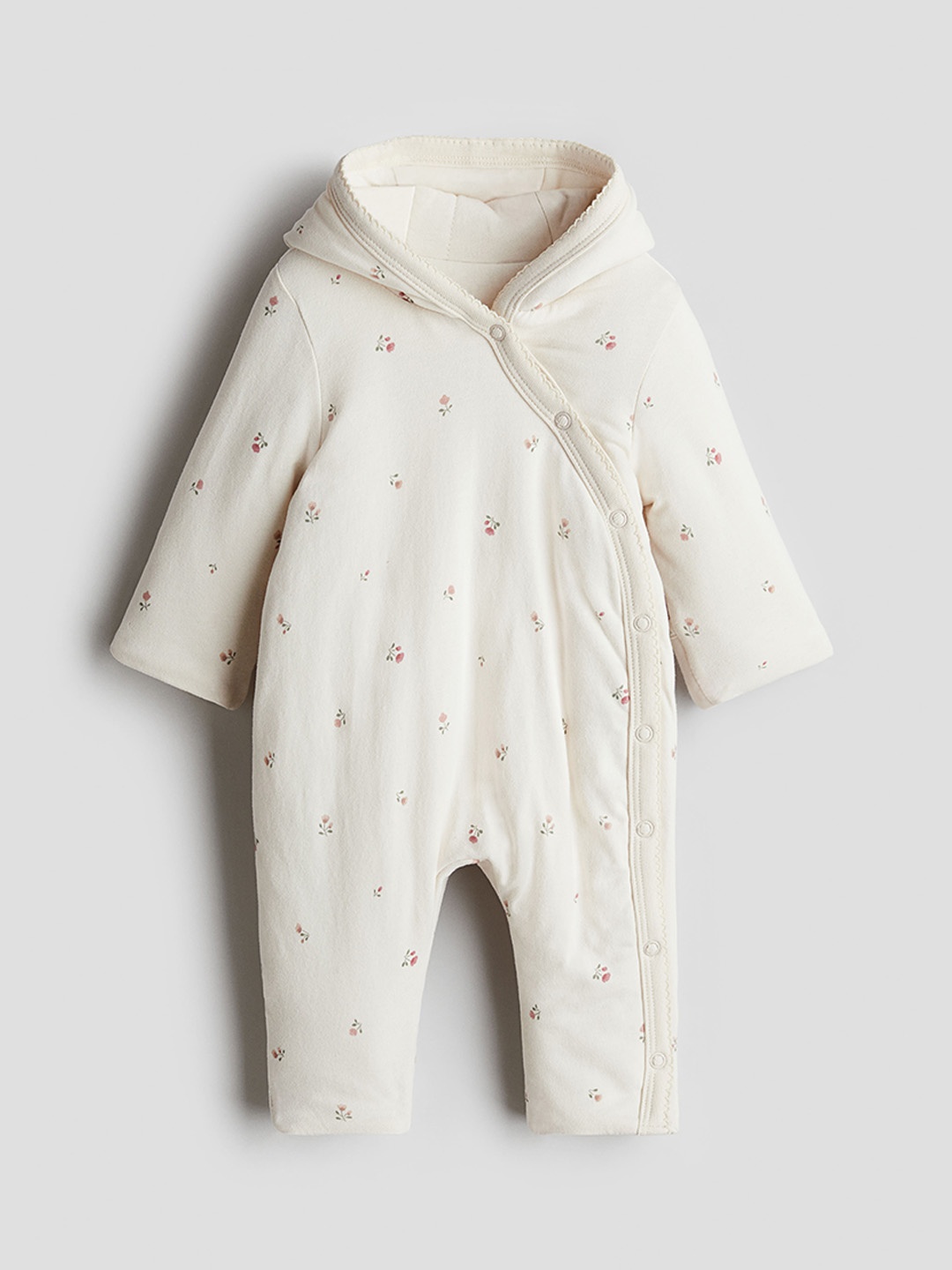 

H&M Boys Printed Cotton Pramsuit, White