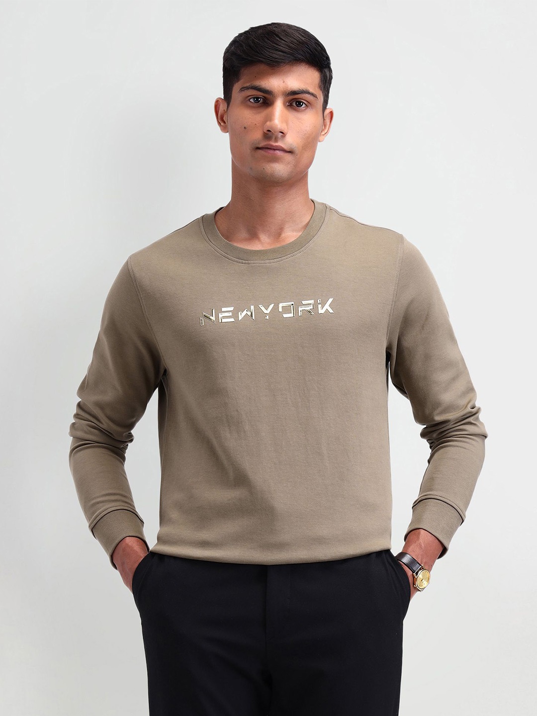 

Arrow New York Men Printed Sweatshirt, Brown