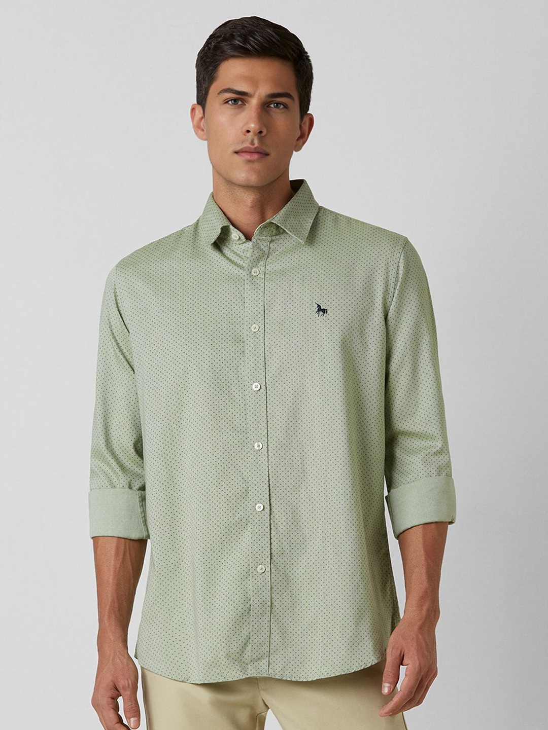 

Van Heusen Sport Men Slim Fit Opaque Printed Casual Shirt, Olive