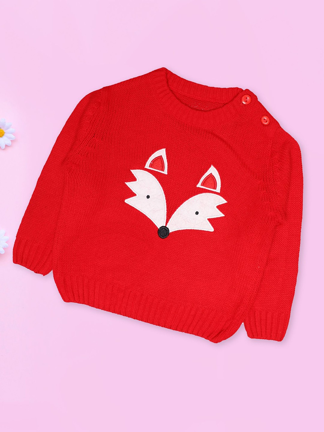 

CHKOKKO Boys Printed Woollen Pullover, Red