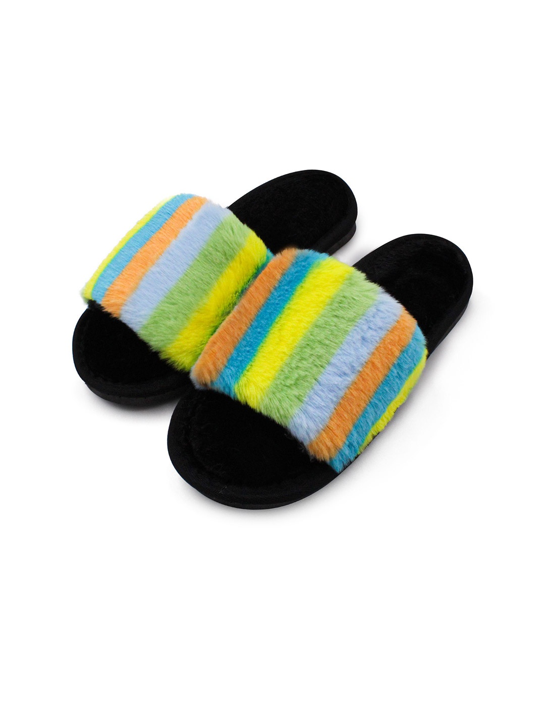 

JENNA Women Striped Room Slippers, Yellow
