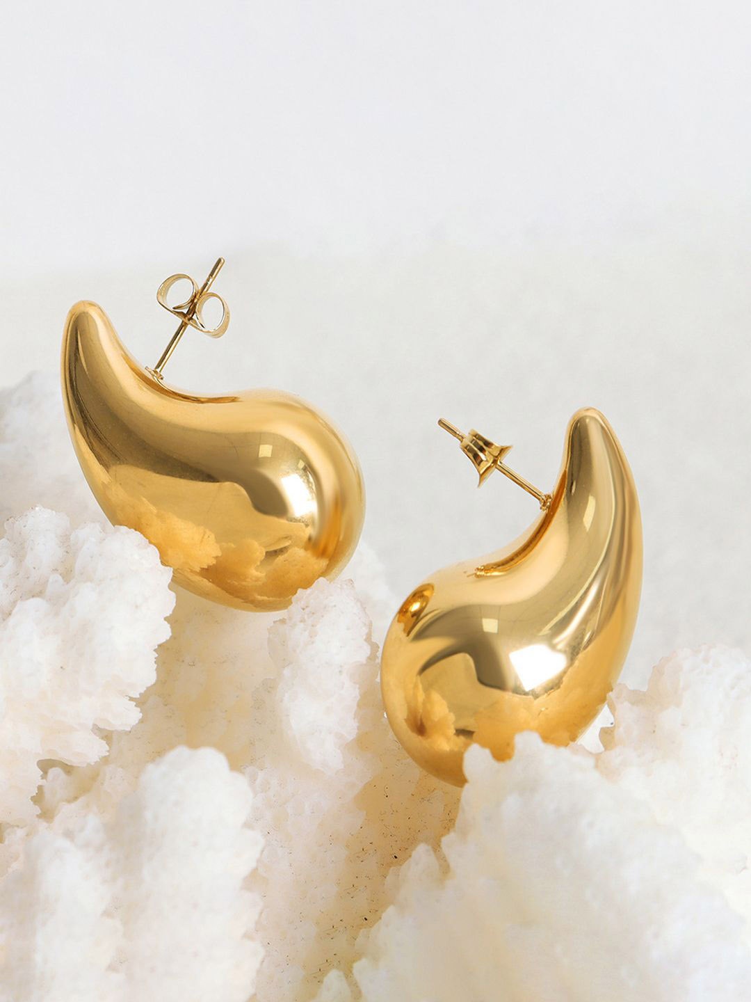 

styledose Gold-Plated Teardrop Shaped Sterling Silver Antique Drop Earrings
