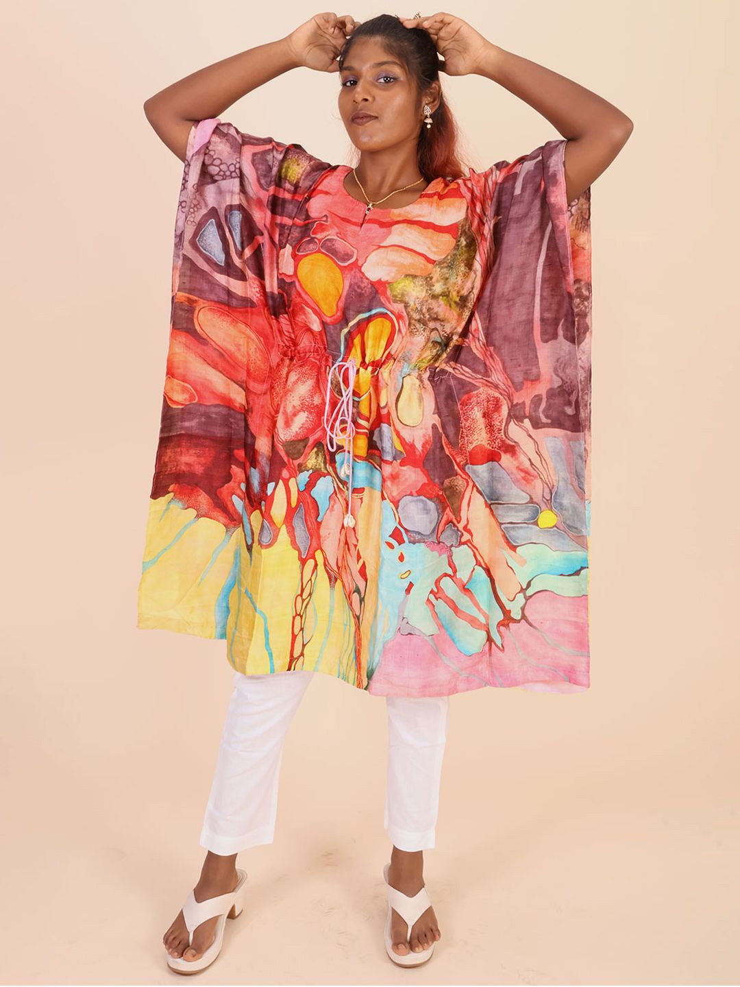 

Avishya Printed Extended Sleeves Kaftan Kurta, Mauve