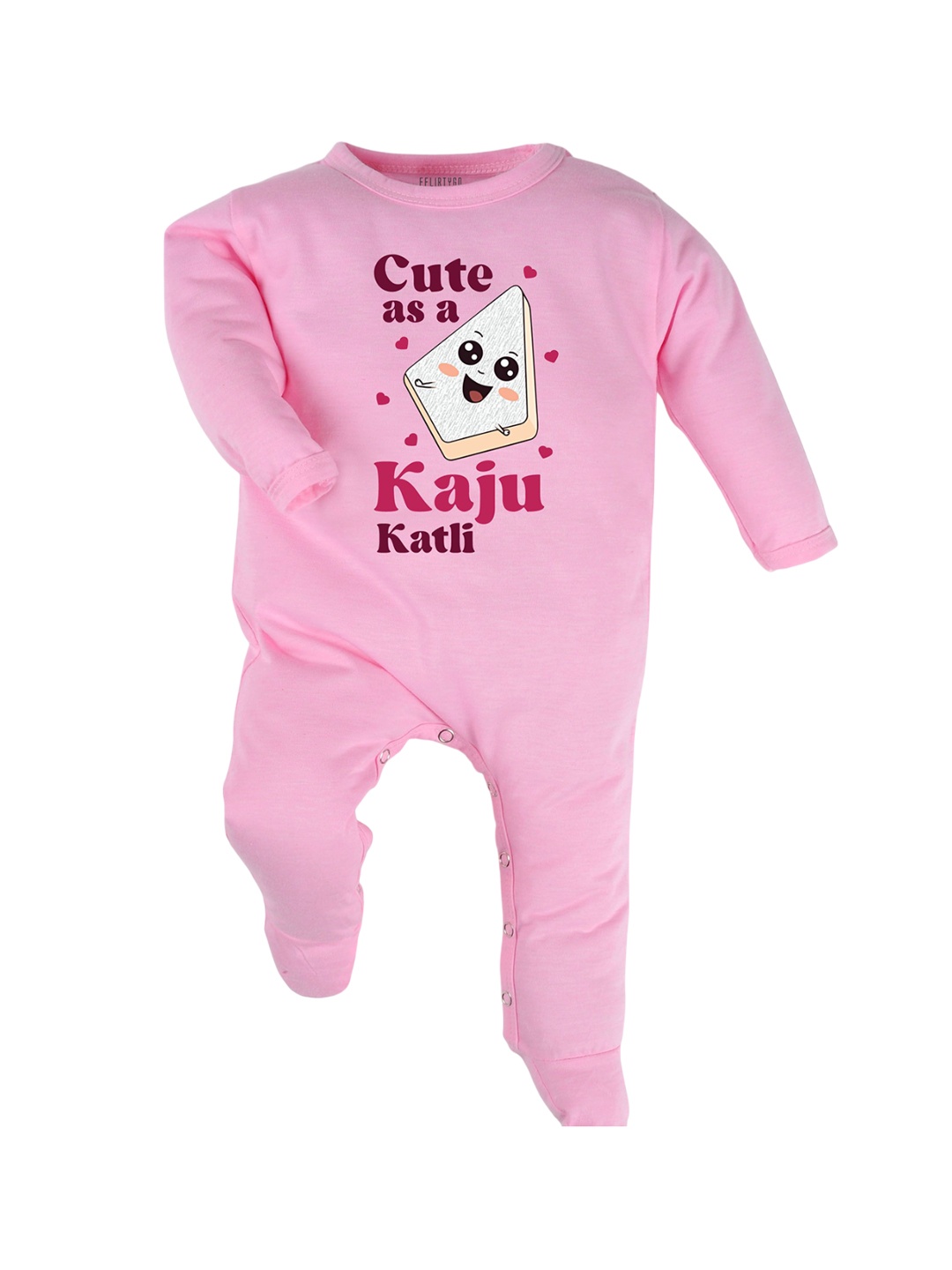 

FFLIRTYGO Kids Infants Printed Pure Cotton Sleepsuit, Pink