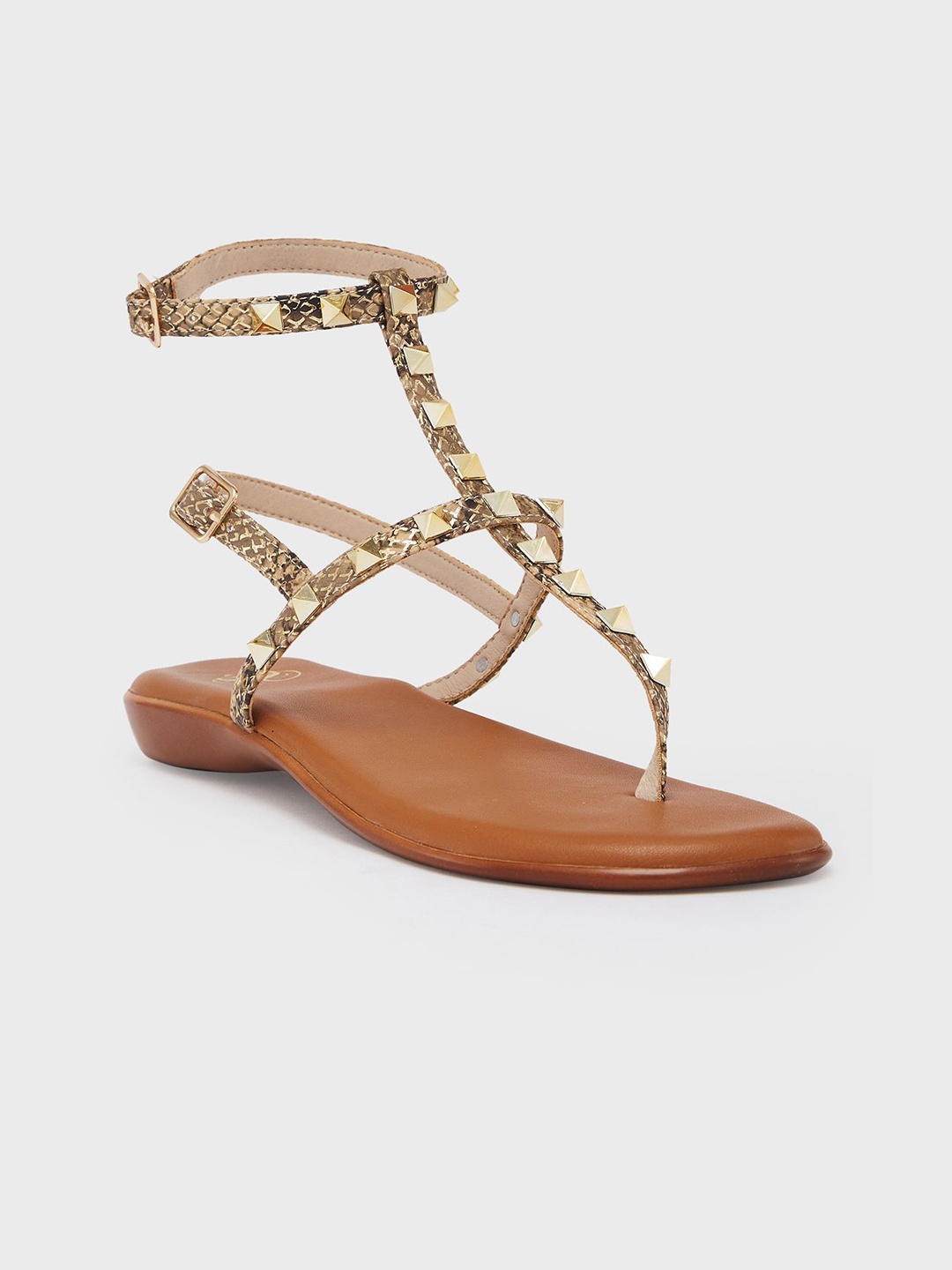 

Sole To Soul Women Gladiators Round Toe Flats, Bronze