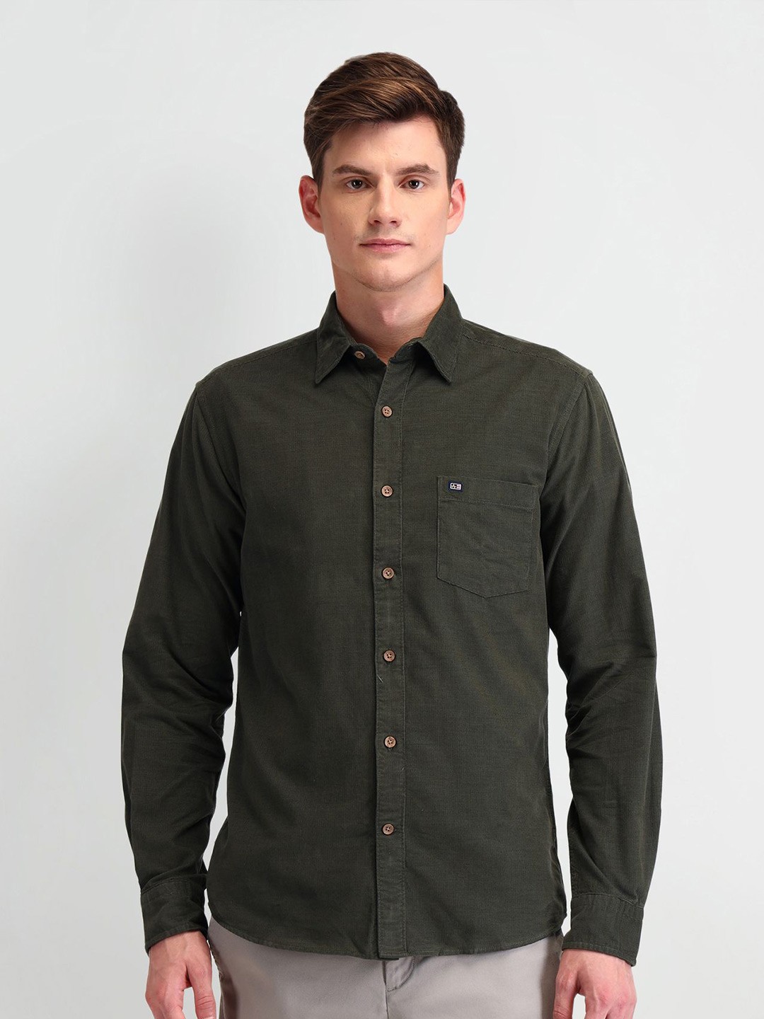 

Arrow Sport Men Manhattan Slim Fit Opaque Casual Shirt, Olive