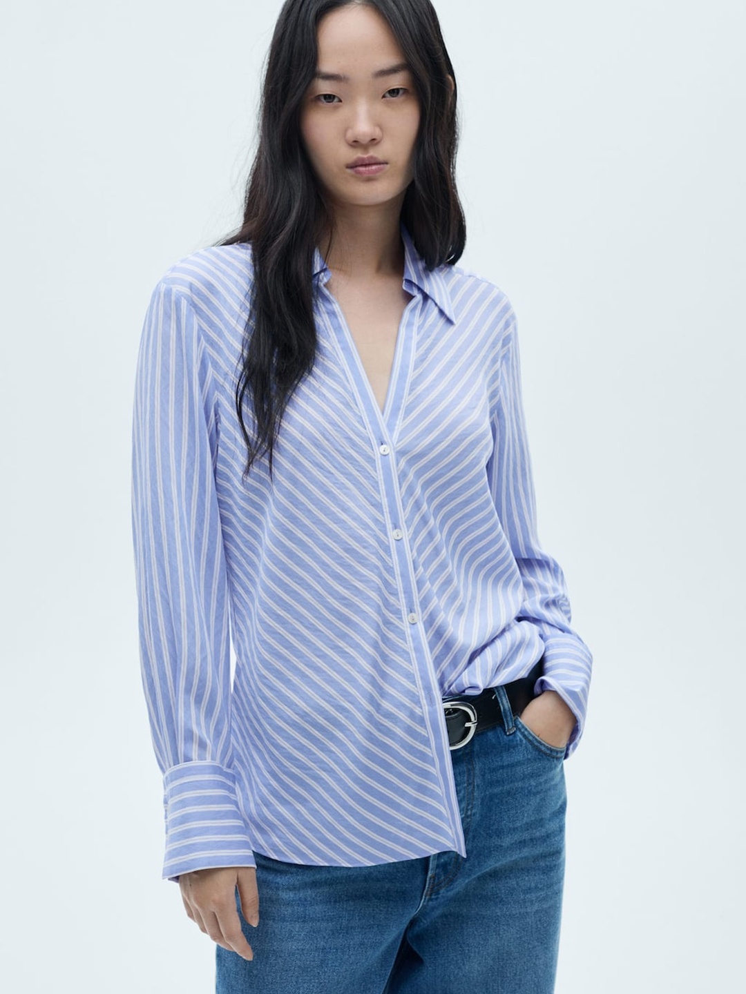 

MANGO Multi Striped Casual Shirt, White