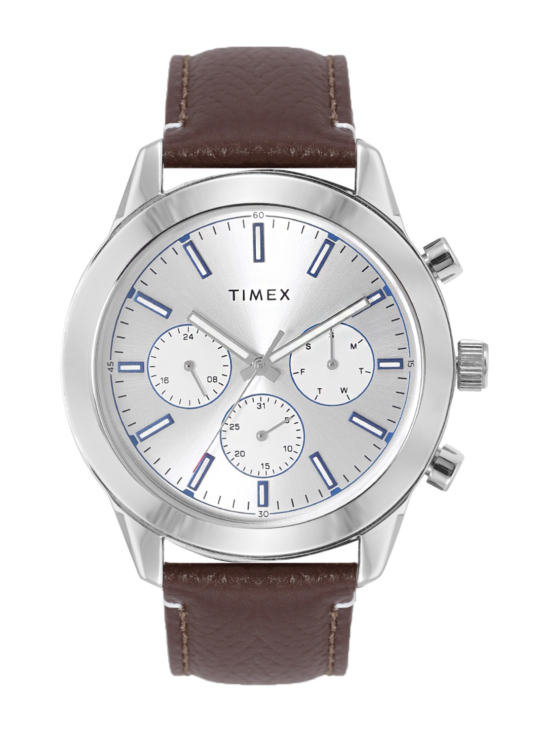 

Timex Men Dial & Leather Straps Analogue Chronograph Watch - TWEG185SMU05, Silver