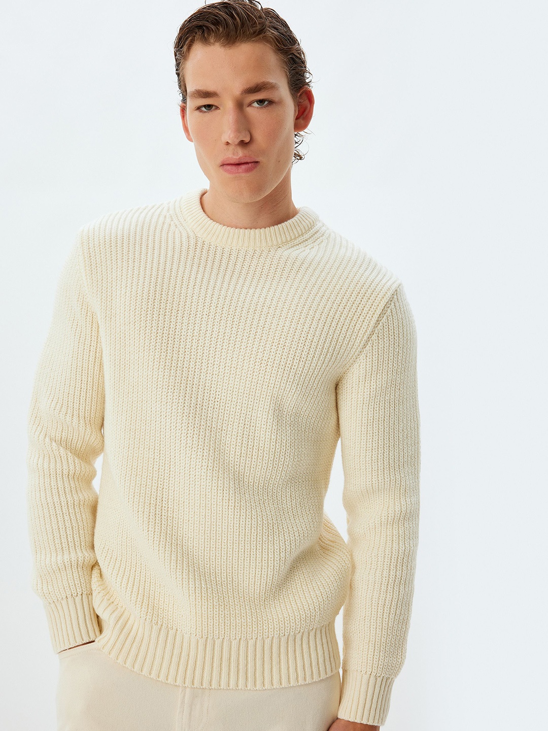 

Koton Men Cable Knit Pullover, White