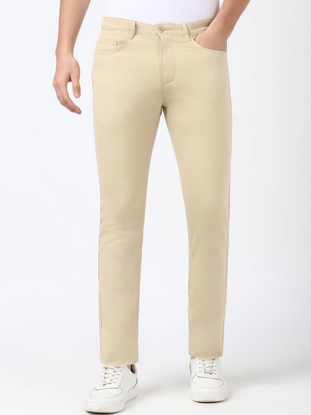 

Peter England Casuals Men Slim Fit Trousers, Beige