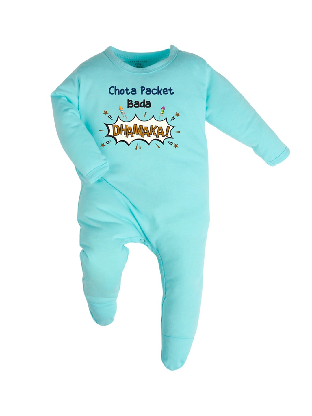 

FFLIRTYGO Unisex Kids Printed Sleepsuit, Turquoise blue