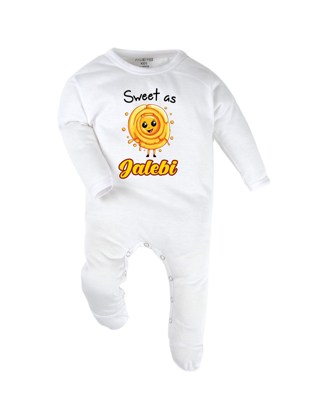 

FFLIRTYGO Kids Cotton Full Sleeves Printed Casual Sleepsuit, White