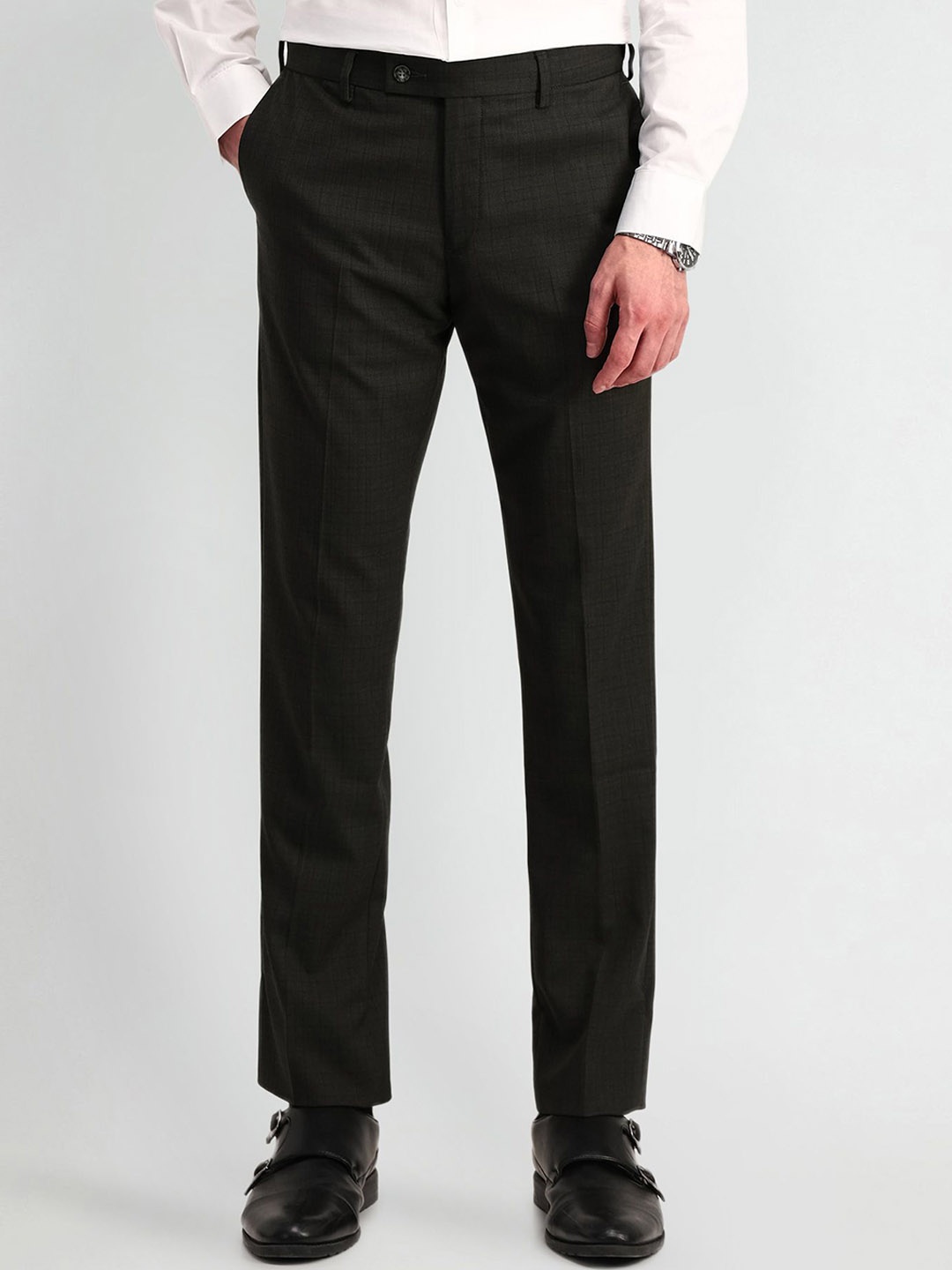 

Arrow Men Checked Urban Slim Slim Fit Trousers, Black