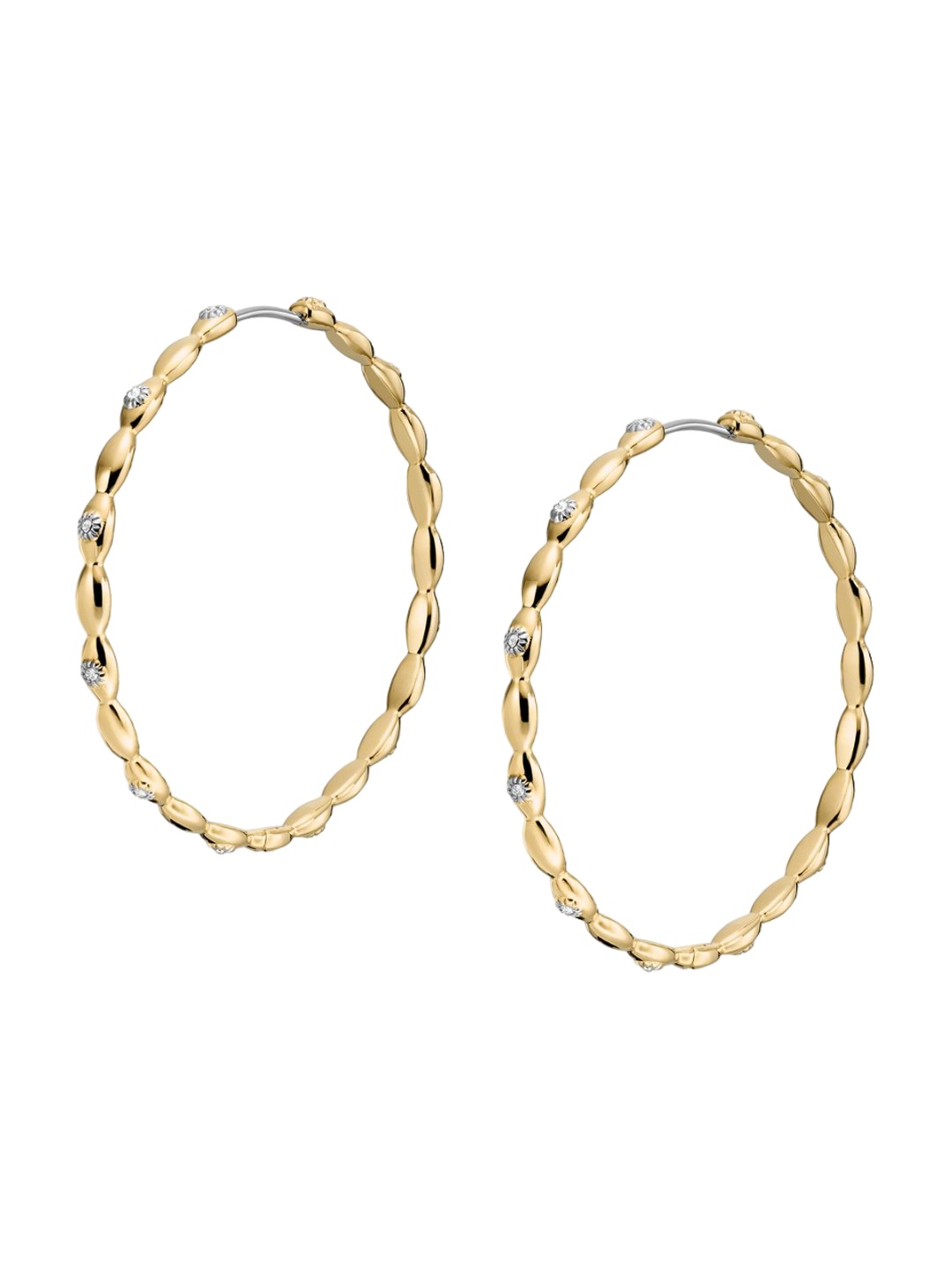 

Fossil Gold-Plated Contemporary Stone Stud Hoop Earrings