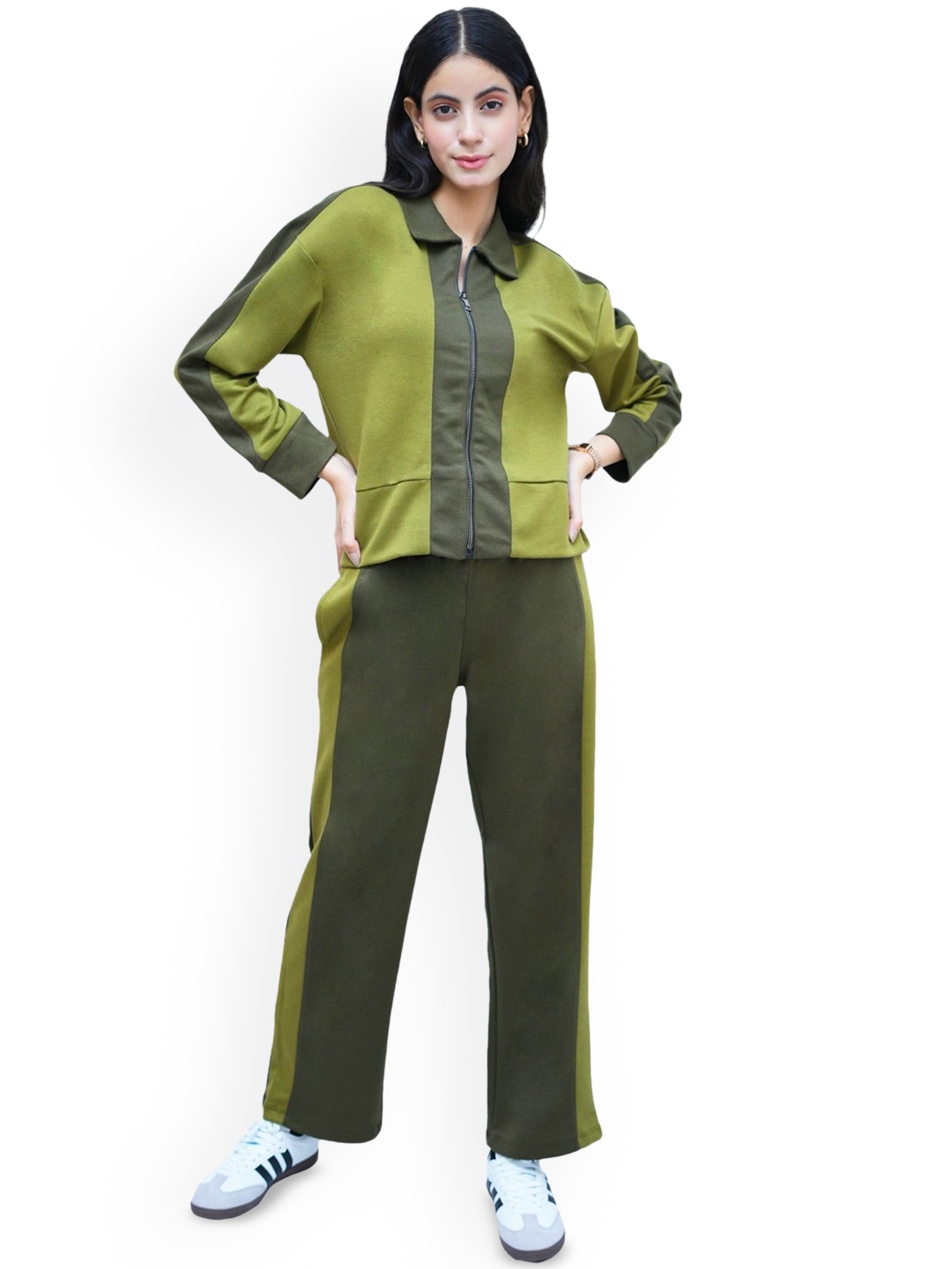 

PUREMIST Colourblocked Long Sleeves Shirt With Trouser, Green