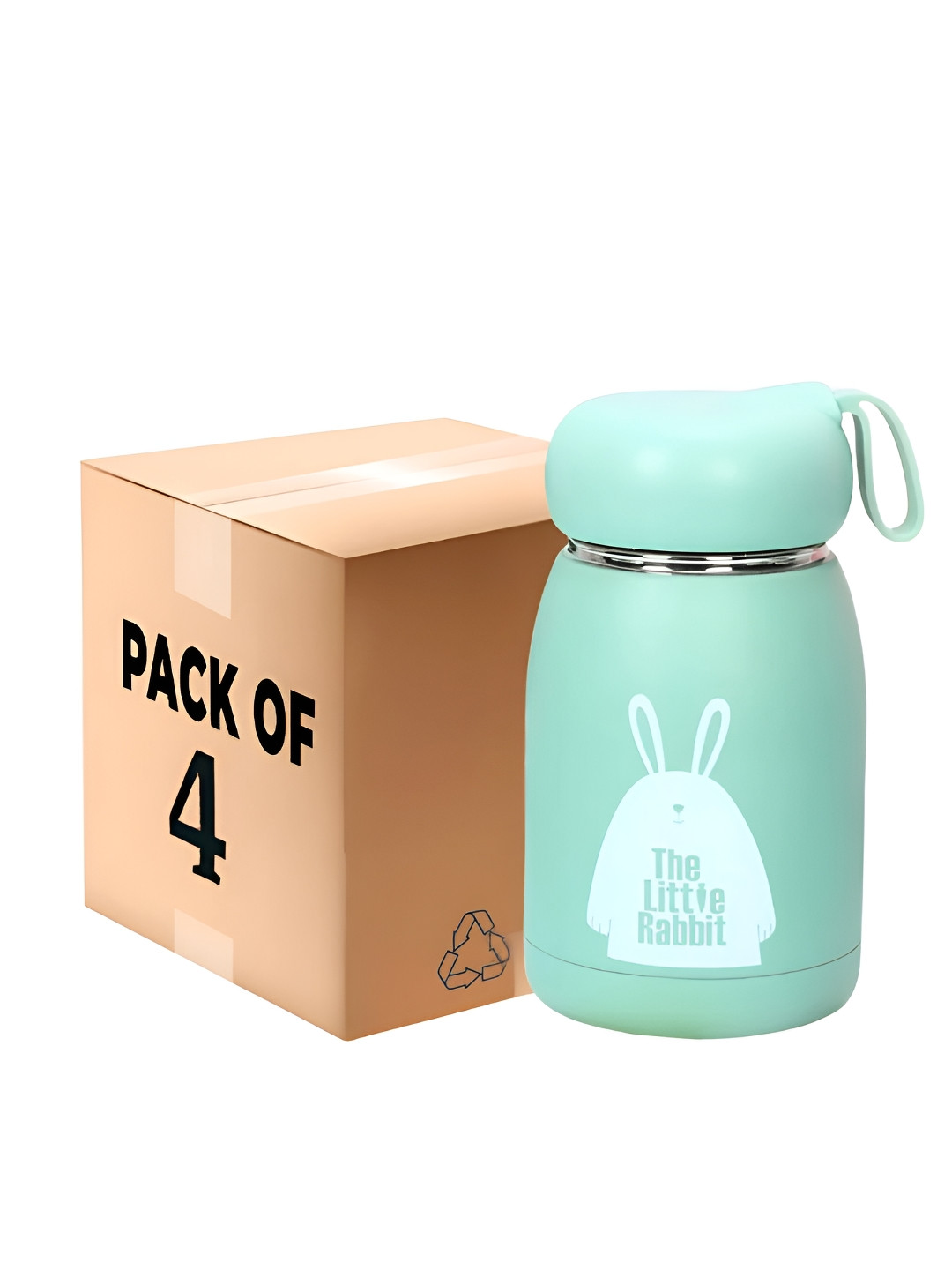 

WELOUR Green & White 4 Pieces Printed Glass Water Bottle 350ml