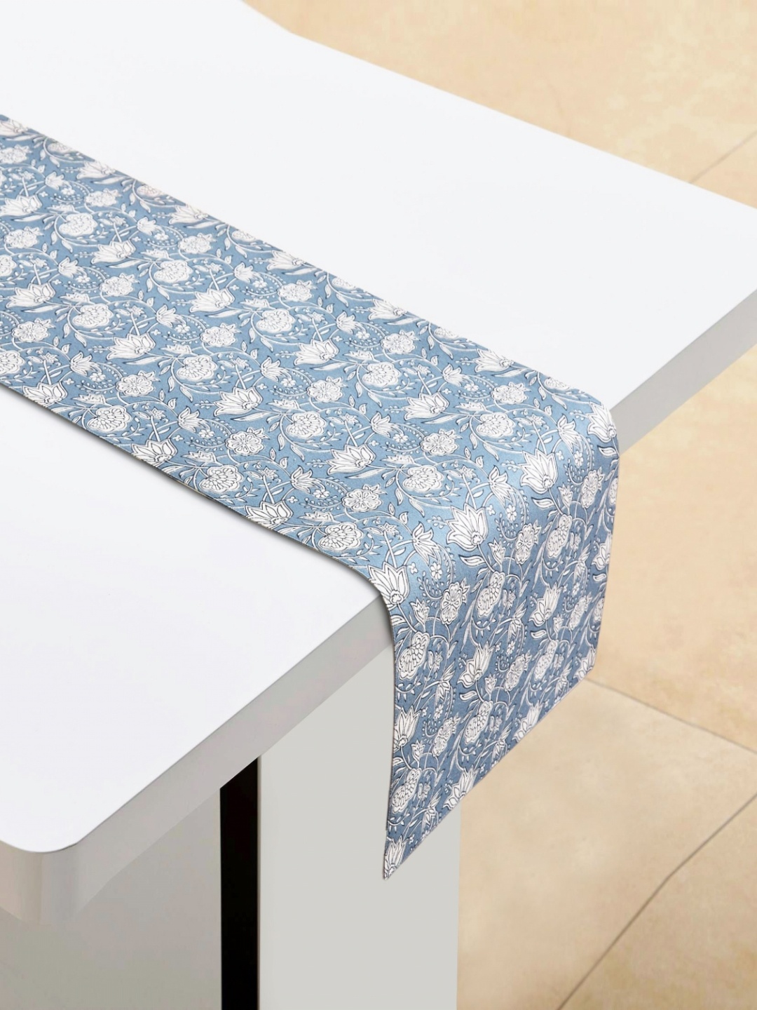 

Home Centre Drake Crane Blue & White Cotton Floral Printed Table Runner