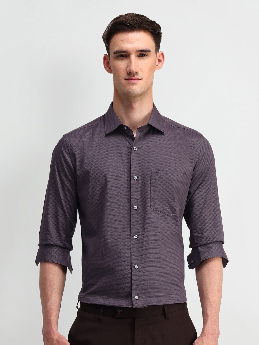 

Arrow Men Classic Spread Collar Solid Cotton Formal Shirt, Purple