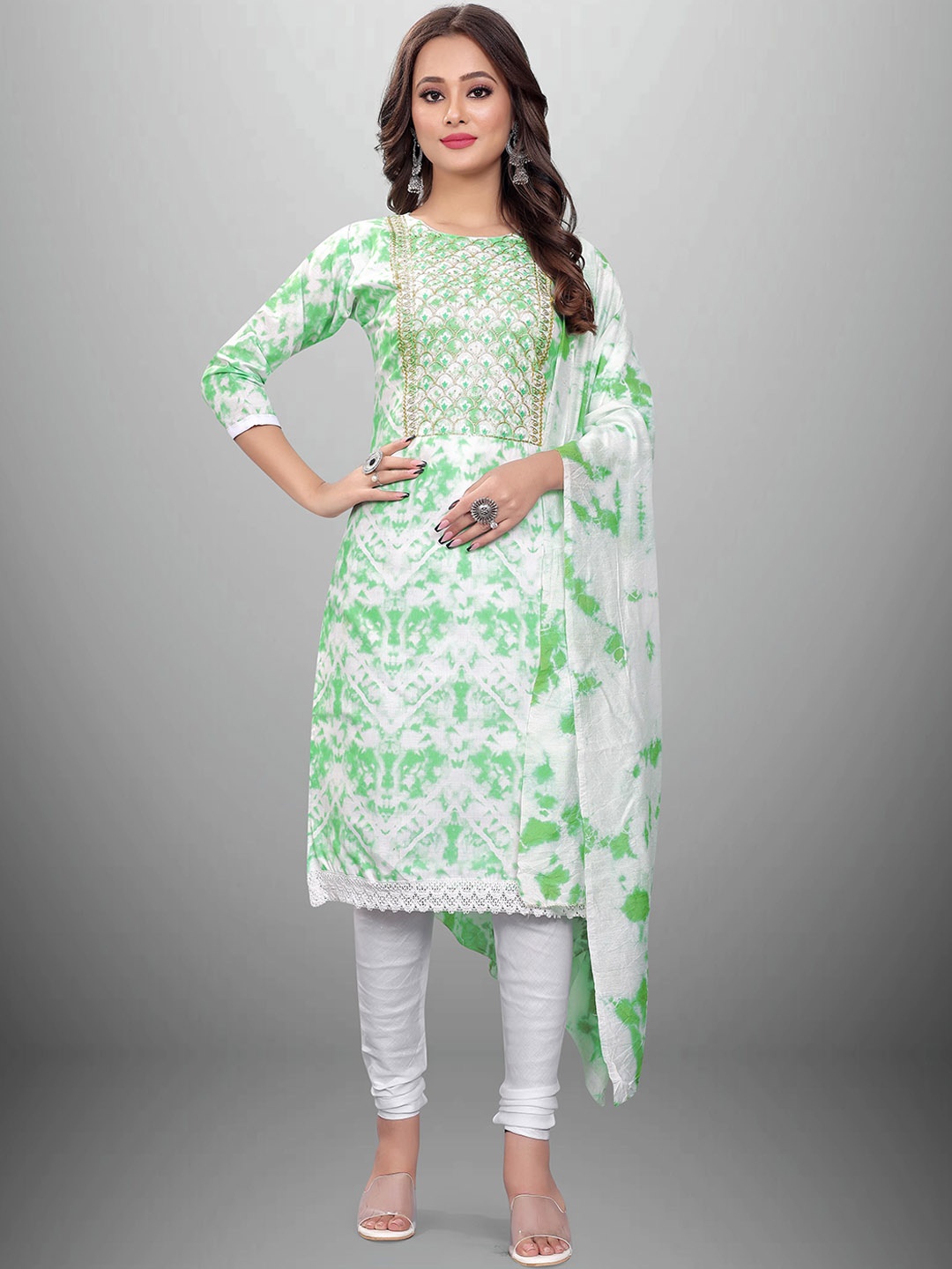 

Maroosh Abstract Printed Unstitched Dress Material, White