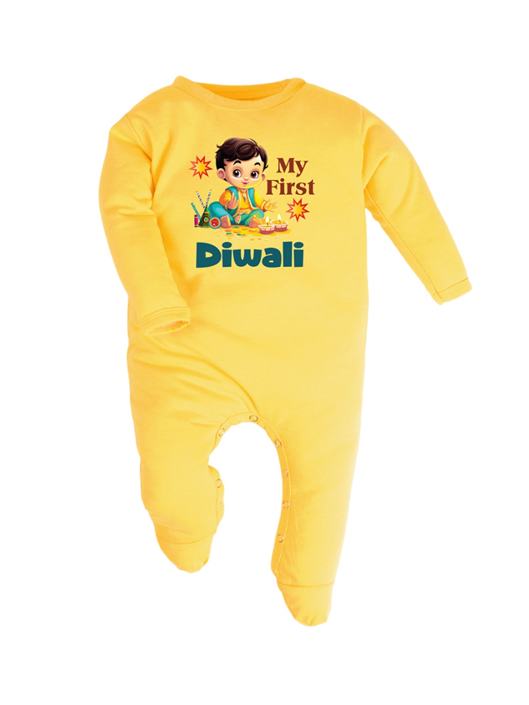 

FFLIRTYGO Unisex Kids Printed Cotton Sleepsuit, Yellow