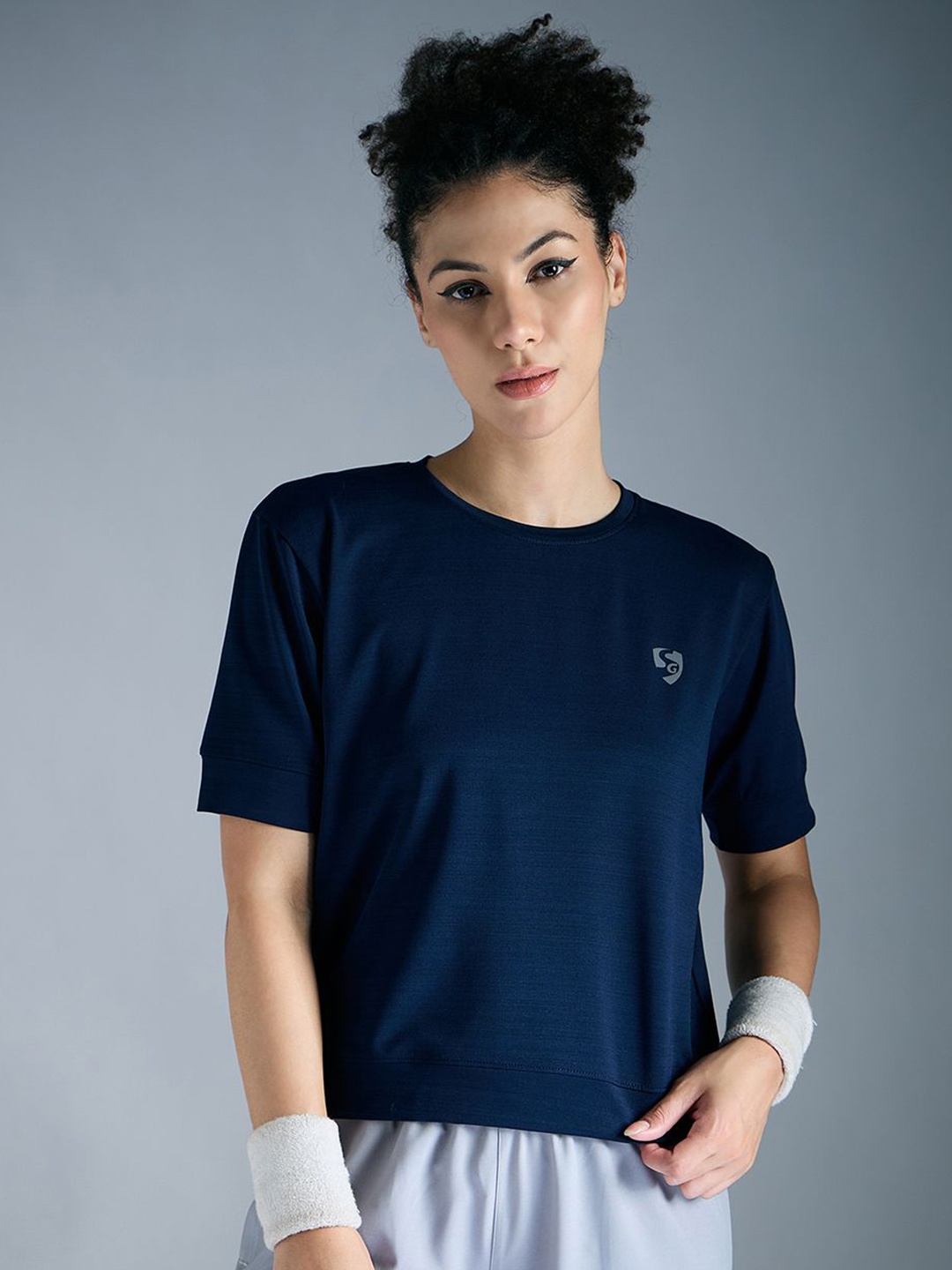 

SG Women Solid Round Neck T-shirt, Navy blue