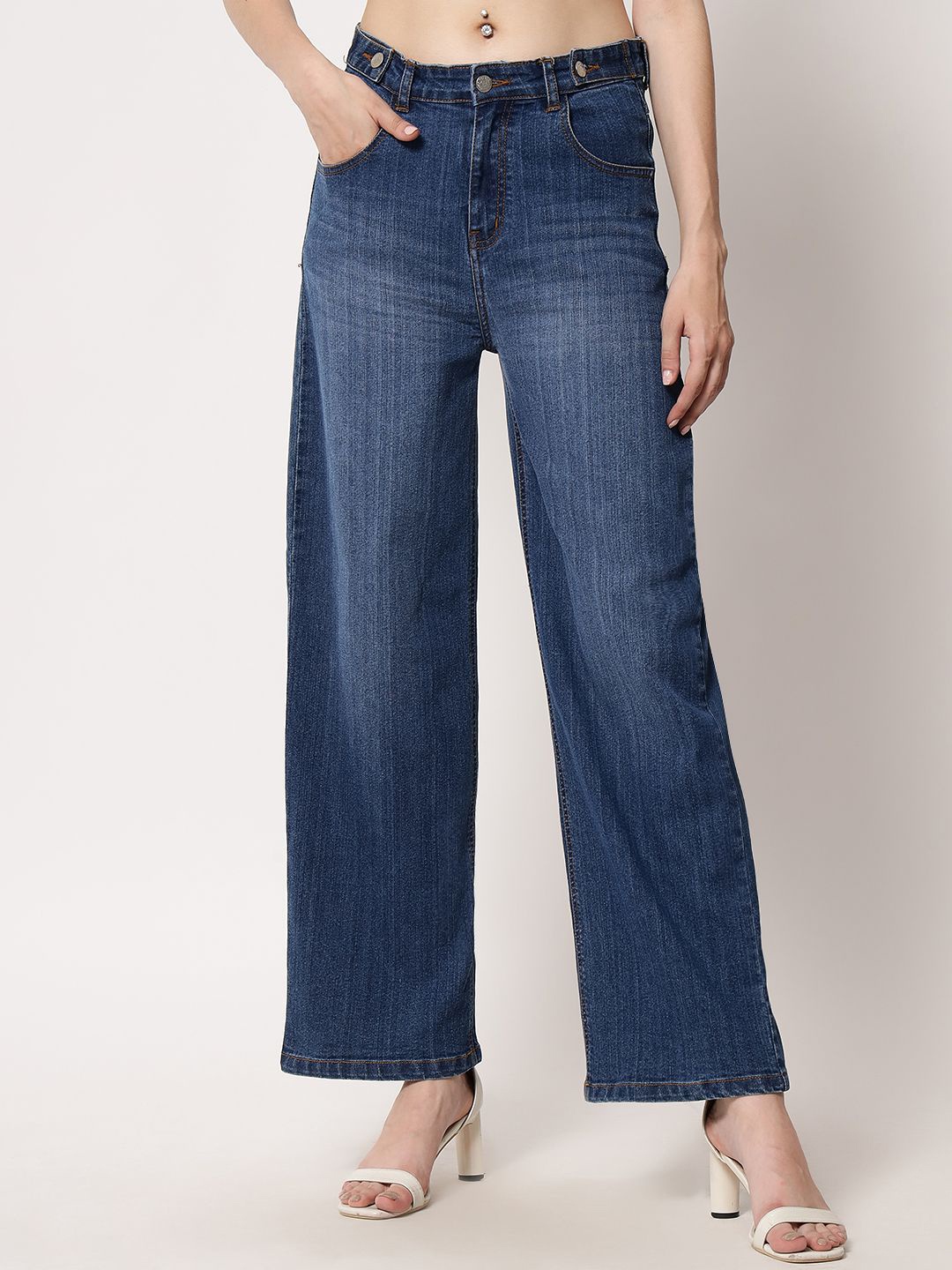 

Kotty Women Straight Fit High-Rise Stretchable Jeans, Blue