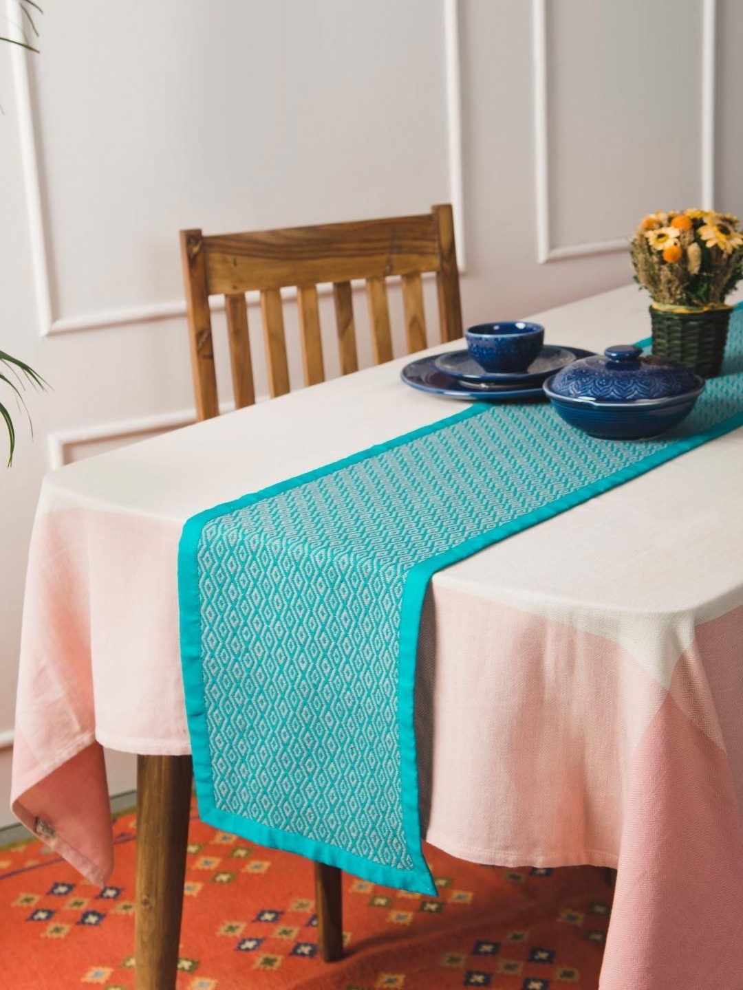 

Fabindia Blue Cotton Woven Table Runner