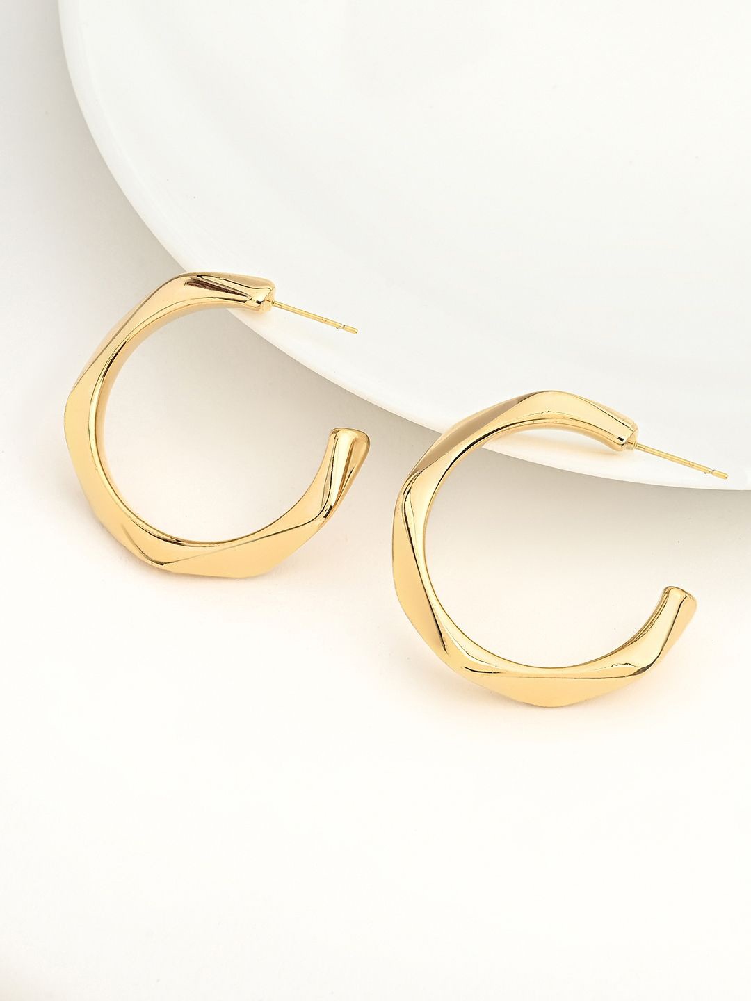 

Kazo Gold Plated Contemporary Half Hoop Earrings