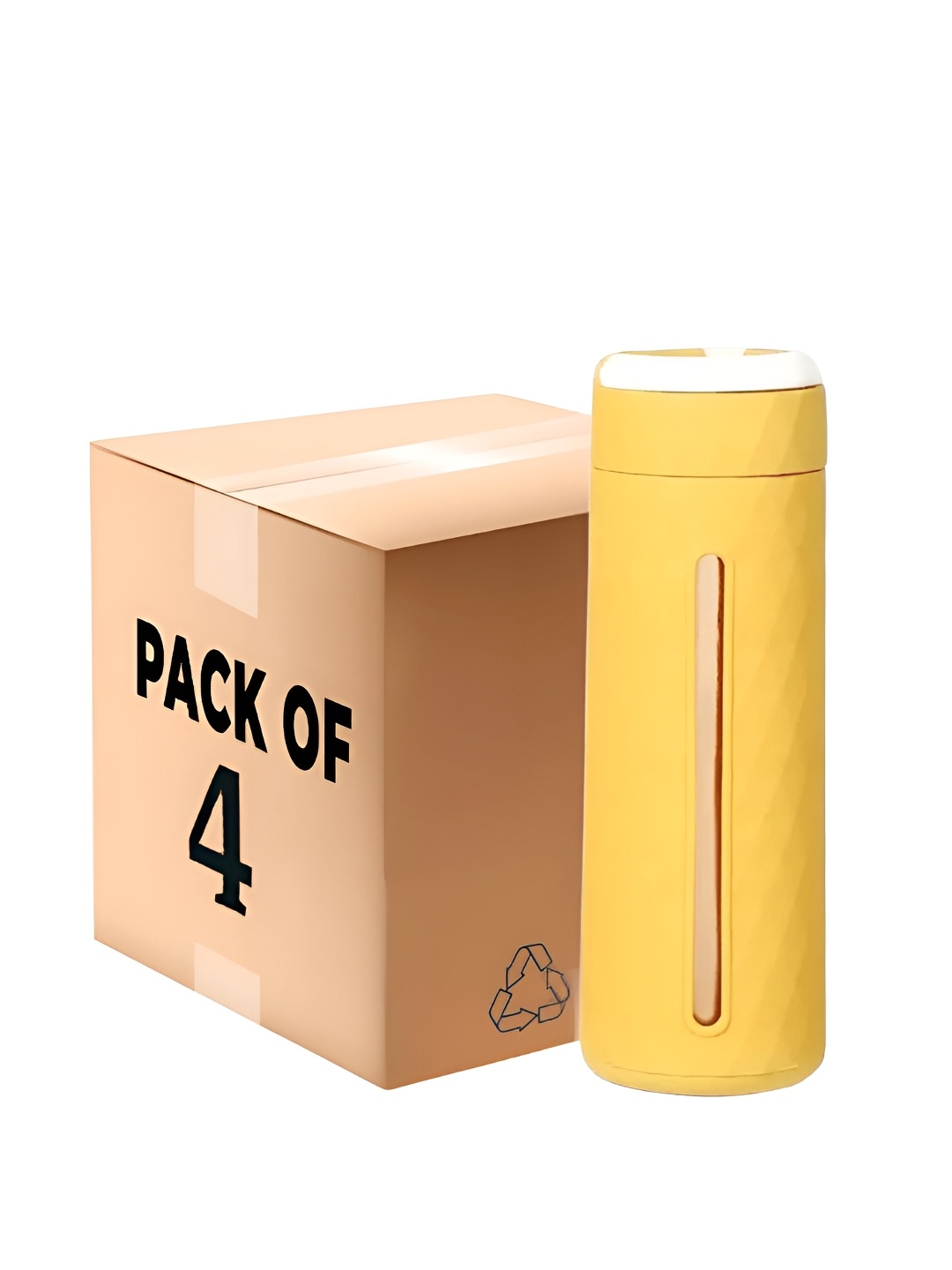 

WELOUR Yellow 4 Pieces Glass Water Bottle 400ml