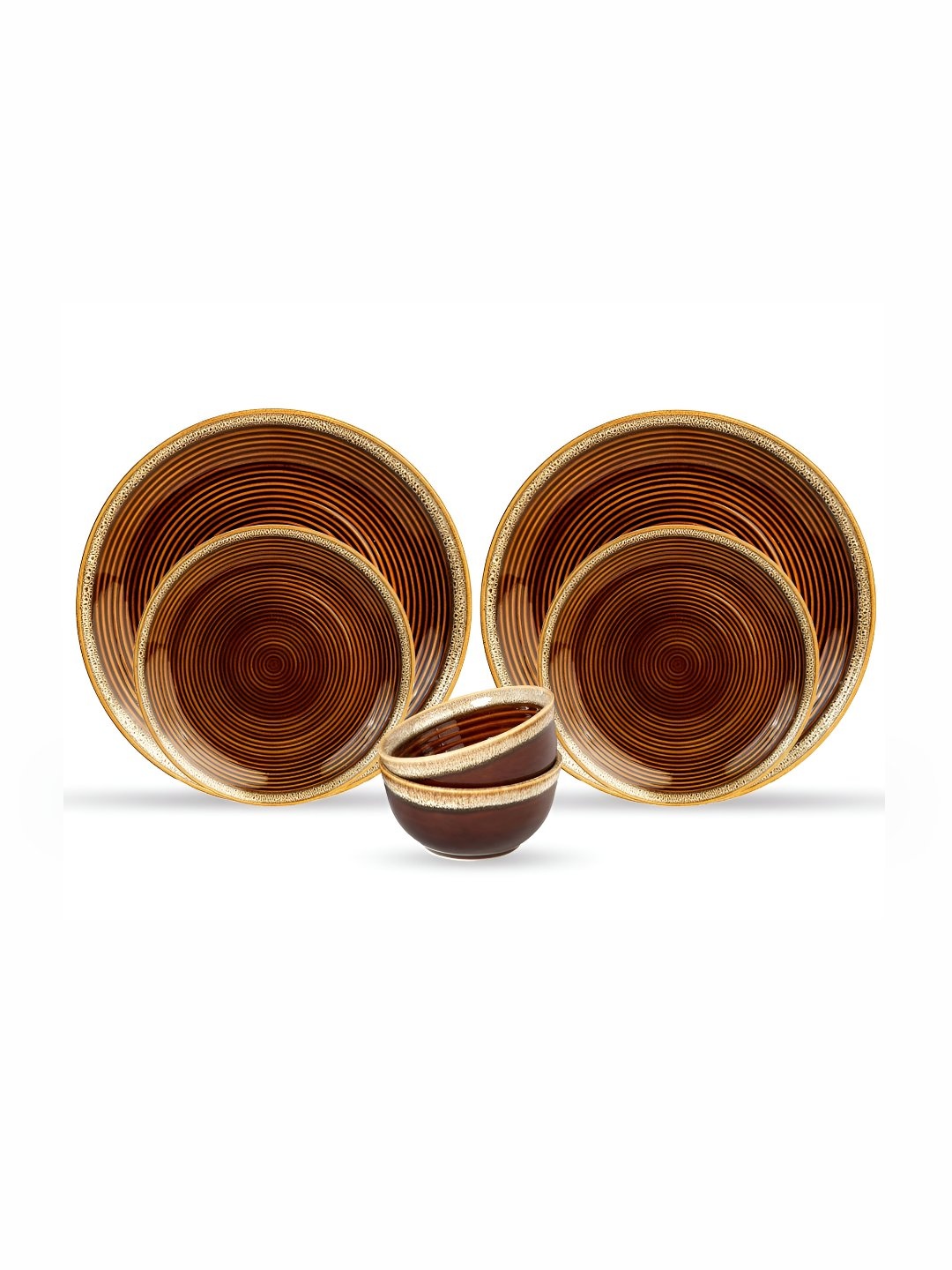 

BODHI HOUSE Brown 6 Pieces Porcelain Dishwasher and Microwave Safe Dinner Set