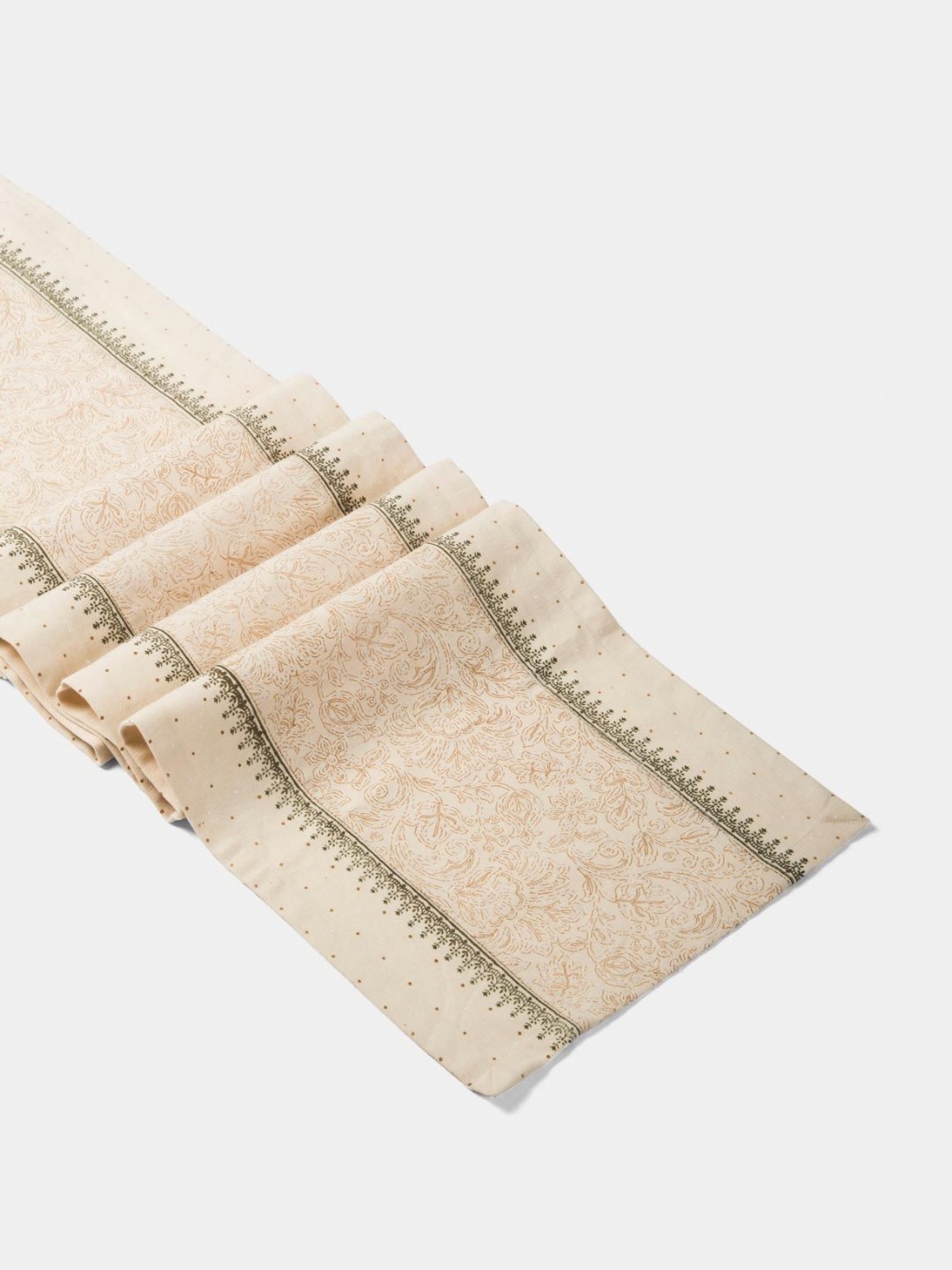 

Fabindia Off White & Brown Printed Table Runner
