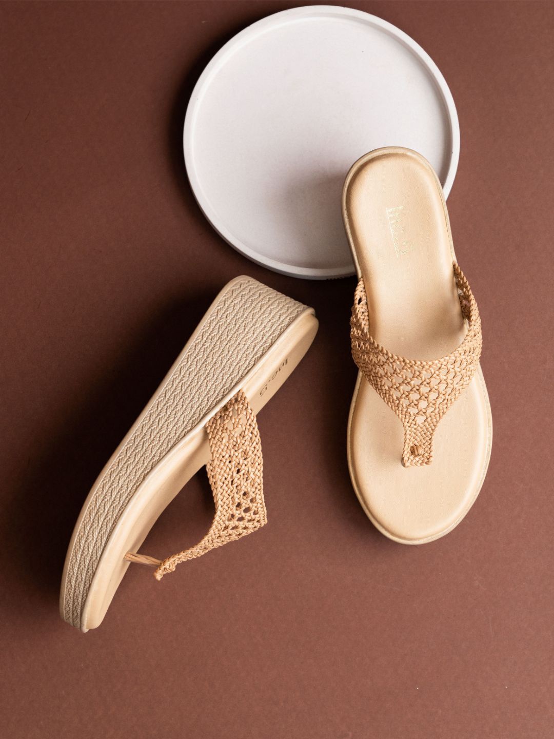 

Inc 5 Wedge Sandals with Laser Cuts, Beige