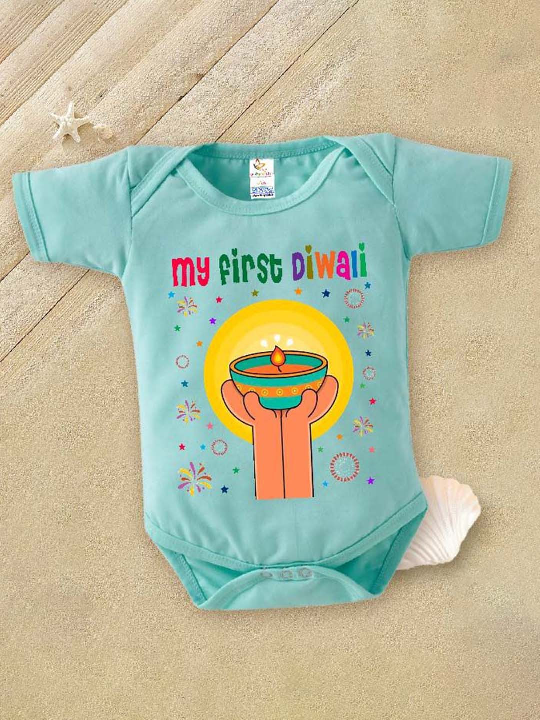 

Babywish Kids Cotton Printed Bodysuit, Sea green