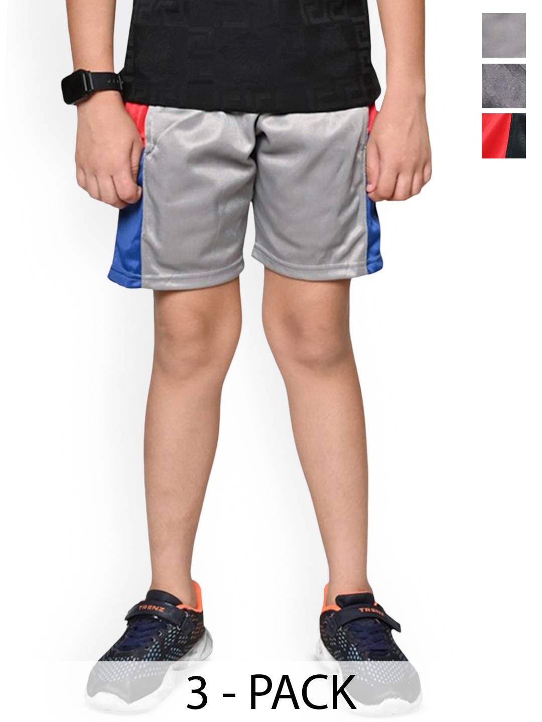 

BAESD Boys Pack Of 3 Colourblocked High-Rise Shorts, Grey