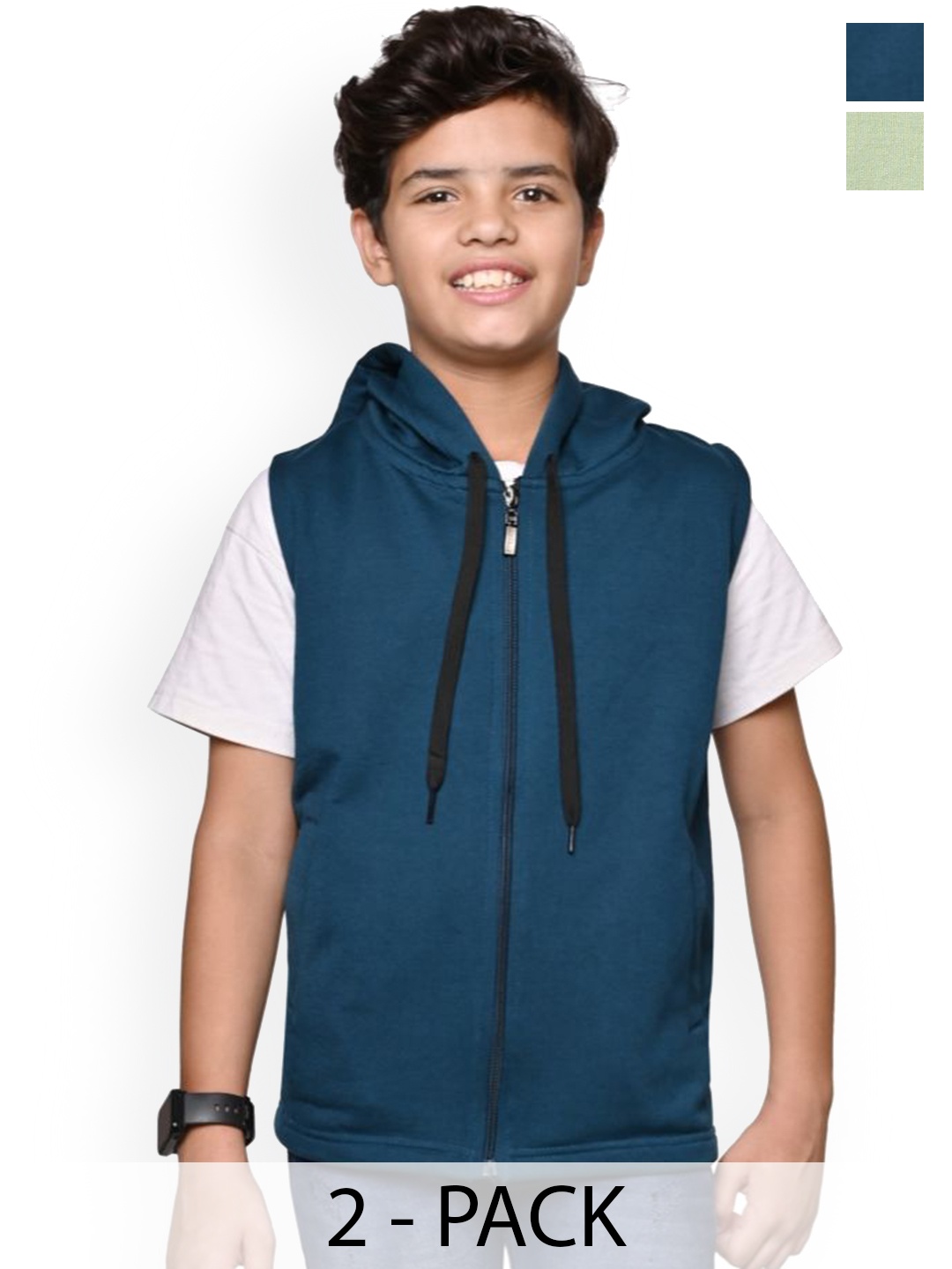 

BAESD Boys Pack Of 2 Hooded Solid Fleece Casual Bomber Jackets, Teal