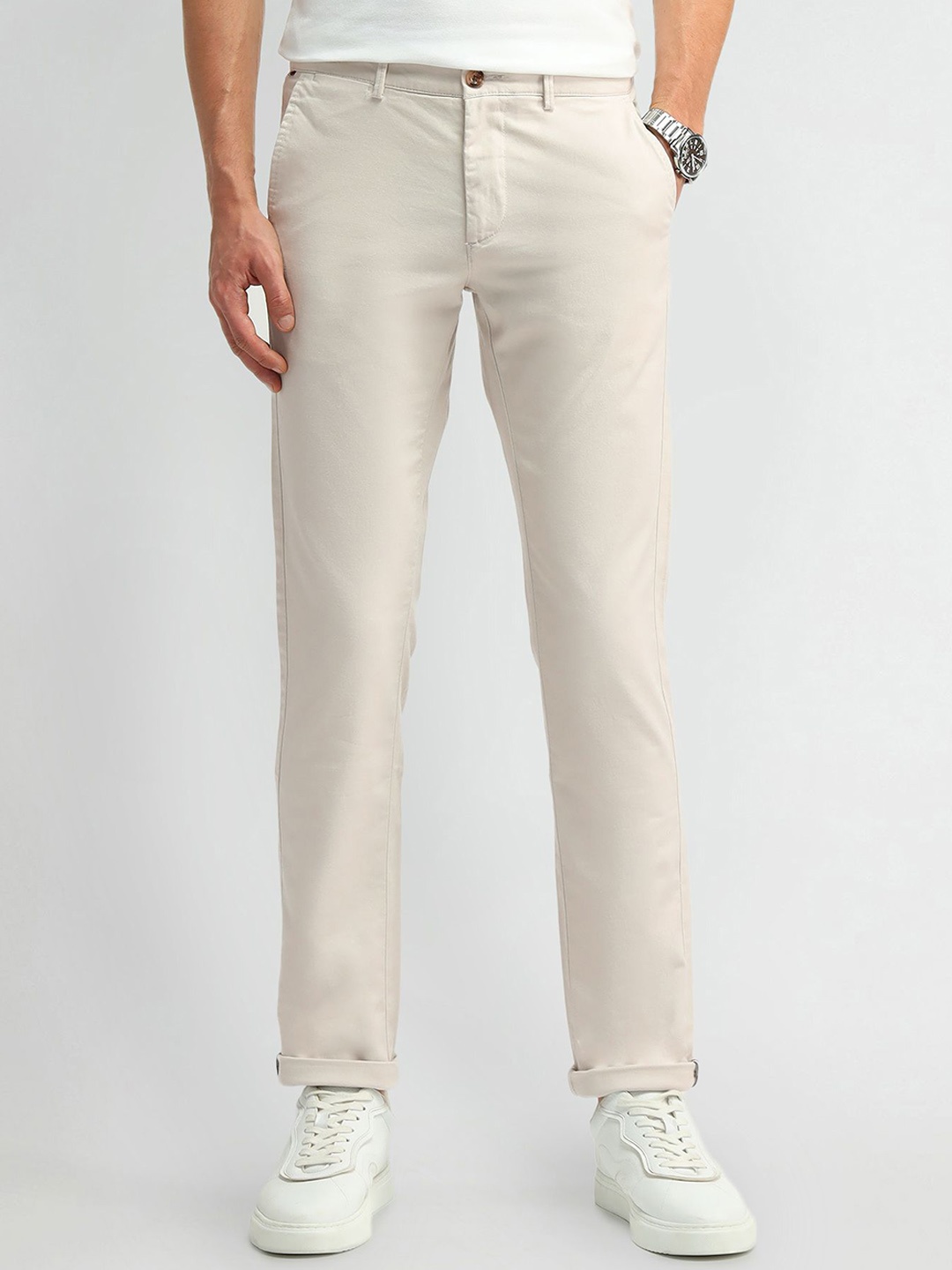 

Arrow Sport Men Urban Slim Slim Fit Trousers, Beige