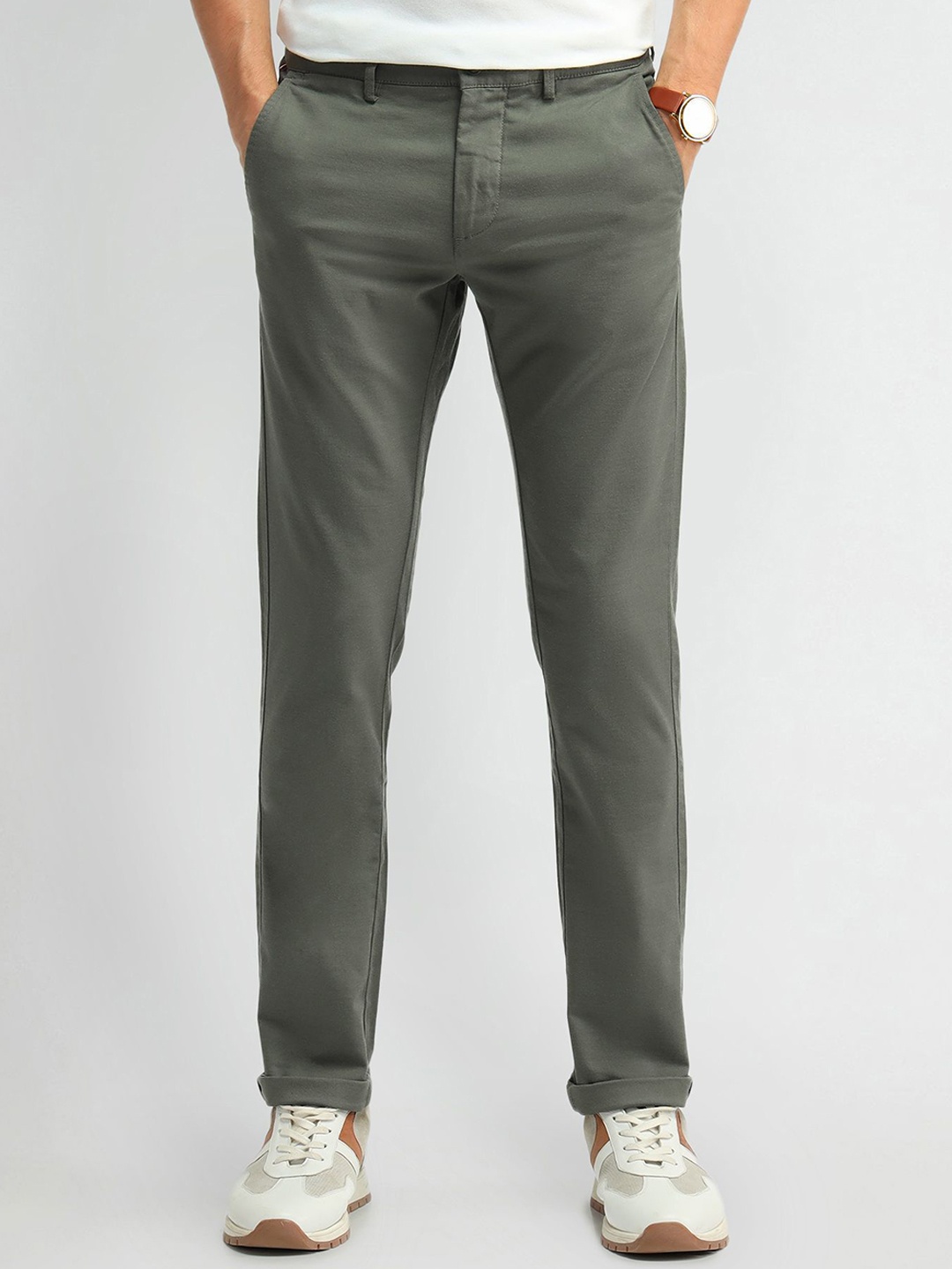 

Arrow Sport Men Urban Slim Slim Fit Trousers, Olive