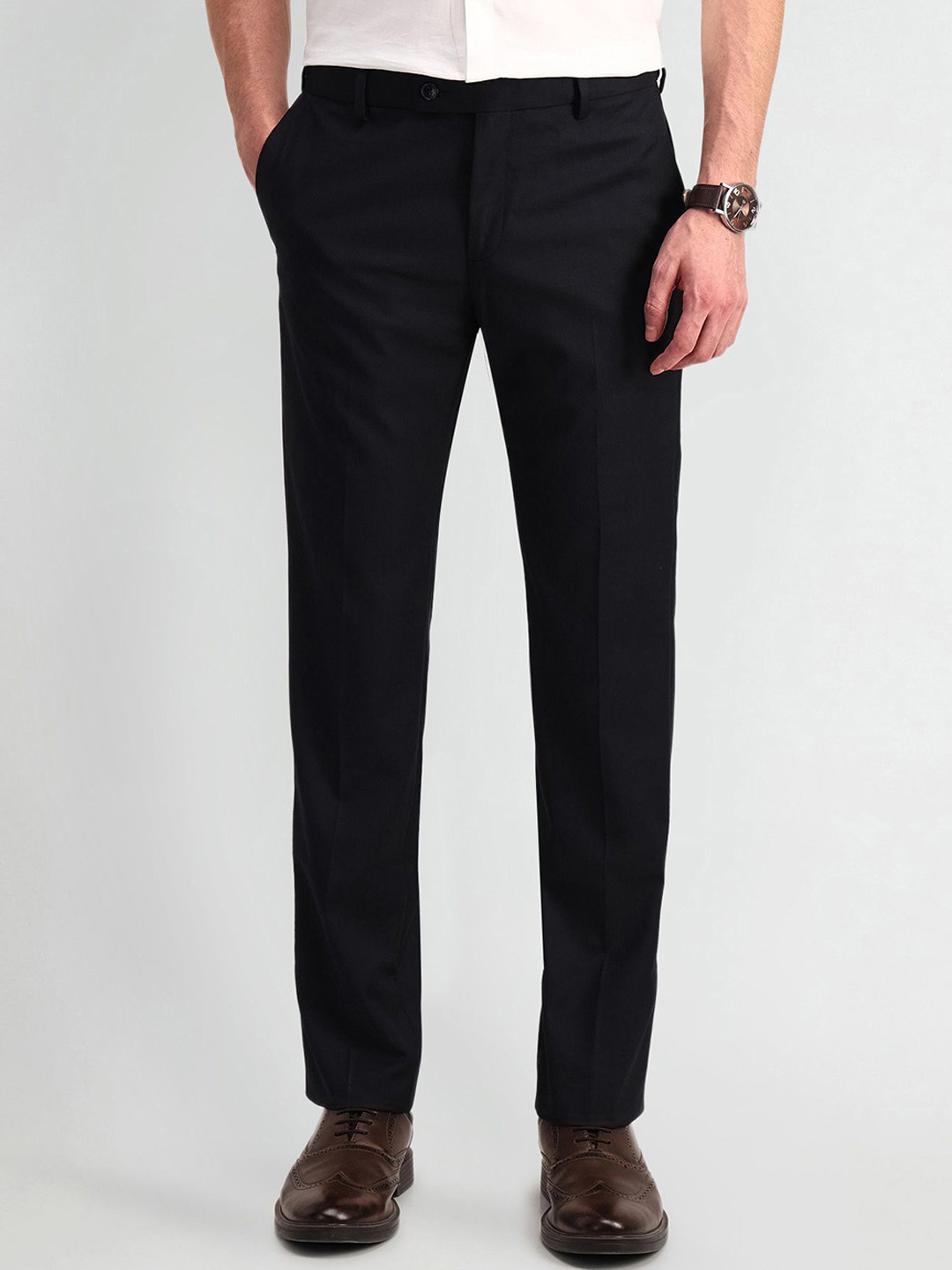 

Arrow Men Navy Blue Urban Slim Slim Fit Formal Trousers