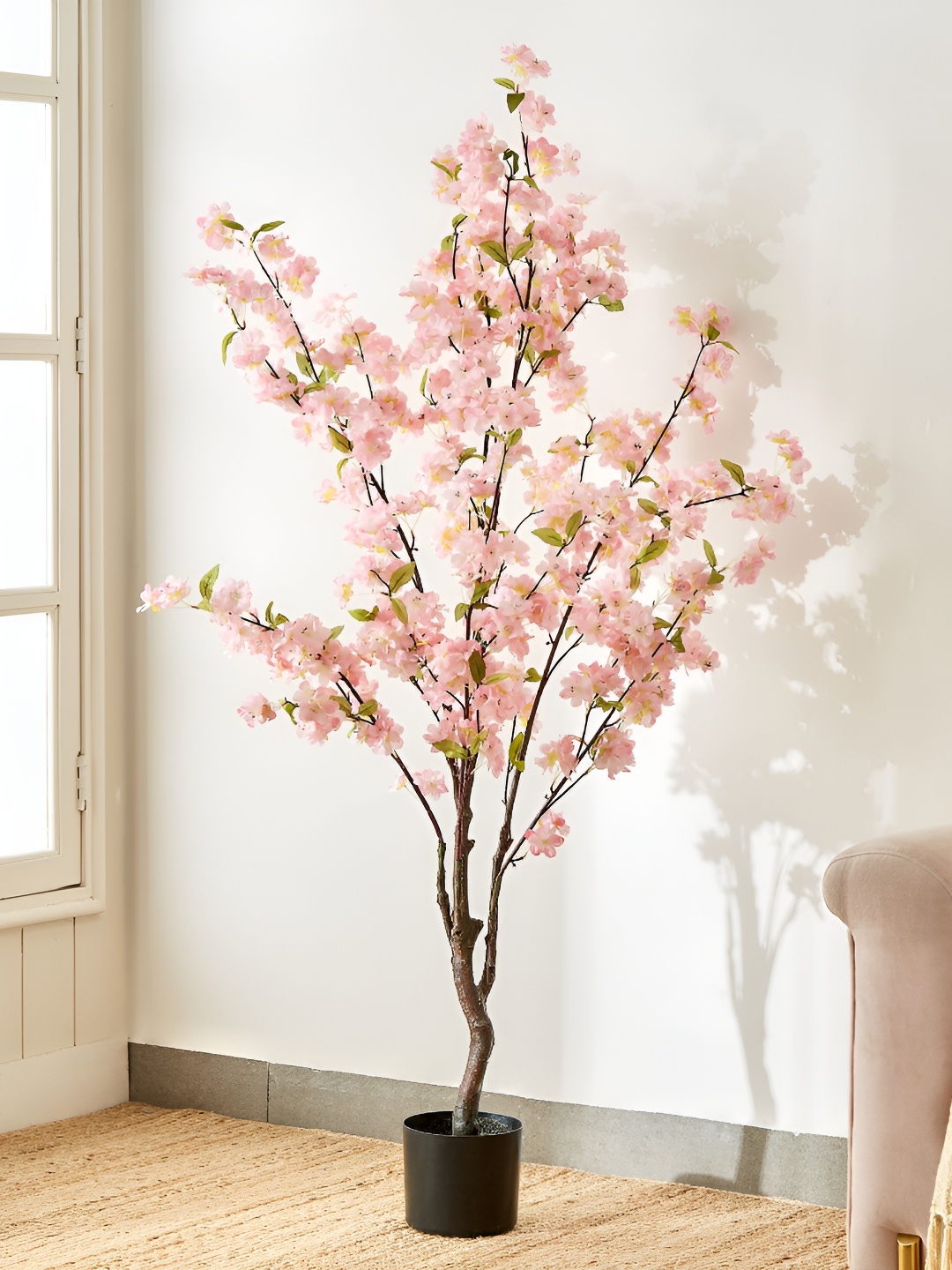 

Home Centre Pink Gardenia Ponytail Palm Artificial Plant With Pot