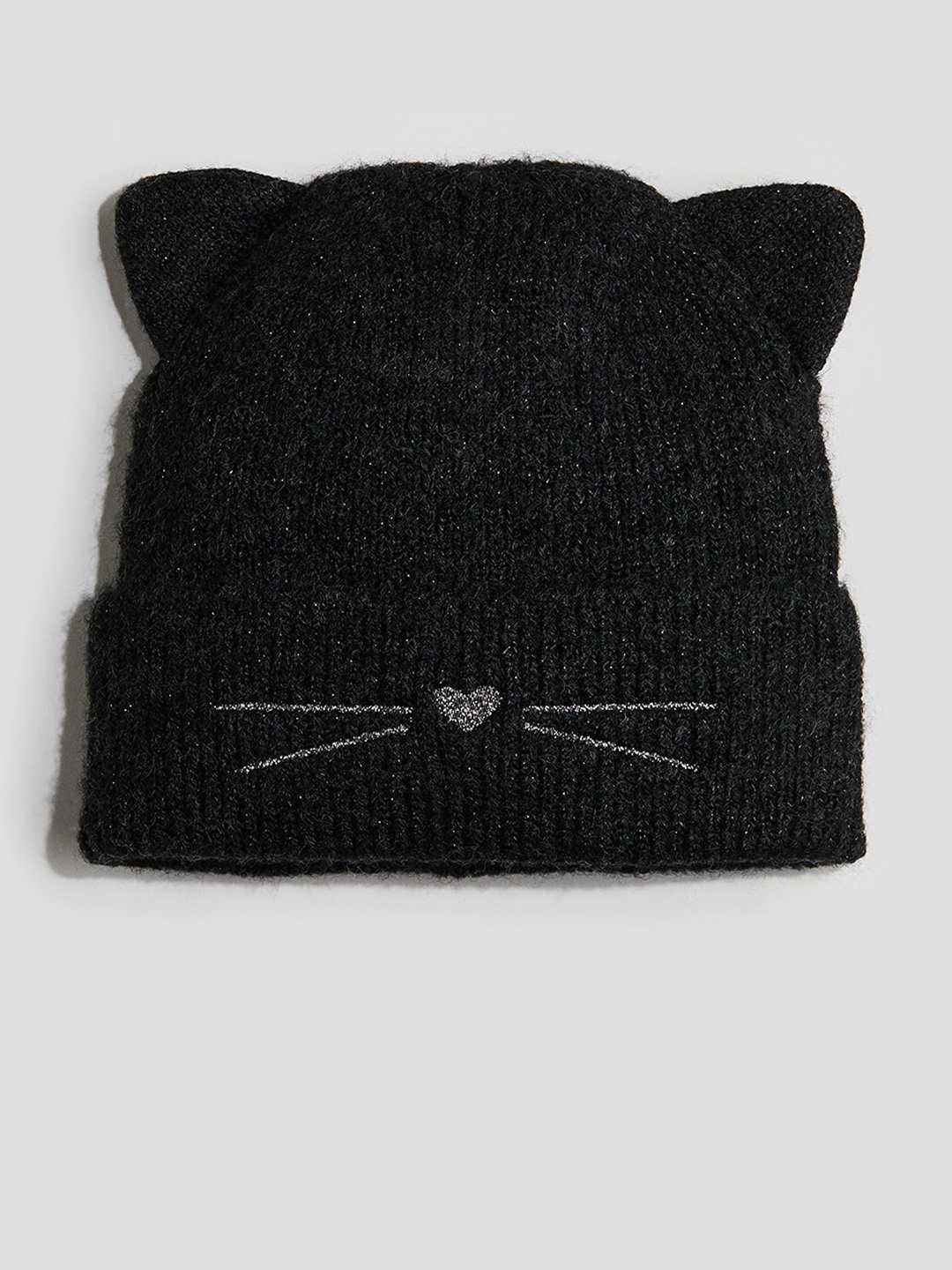 

H&M Ear-Detail Beanie, Black